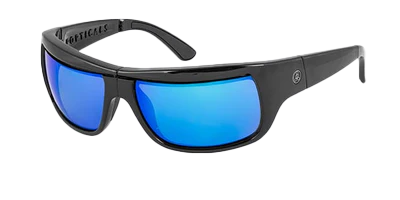 blue lenses and black ear piece popticals sunglasses 
