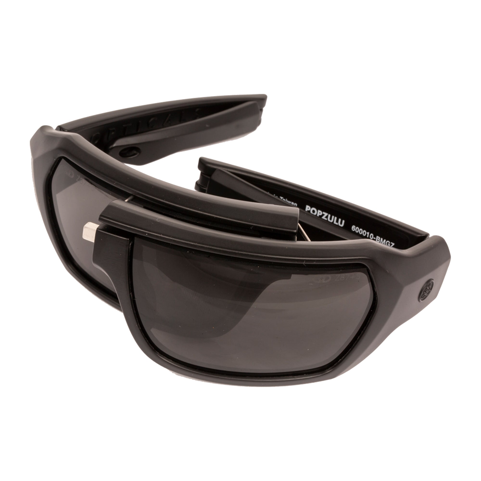 Popticals, Premium Compact Sunglasses, PopZulu, 600010-BMGZ, Standard Sunglasses, Matte Black Frame, Gray Opx Lenses, Spider View