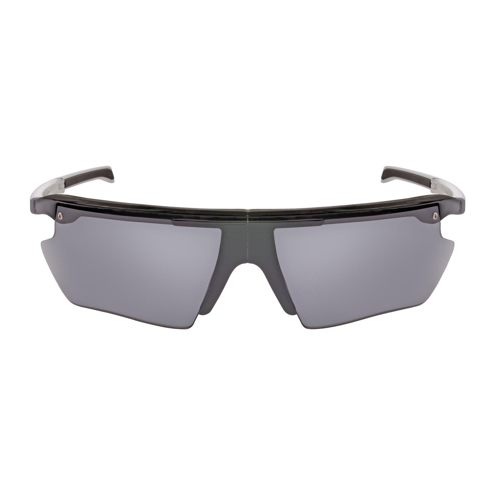 Popticals, Premium Compact Sunglasses, PopEdge, 010091-WGGP, Polarized Sunglasses, Gloss Black and White Frame, Gray Lenses, Front Tilt View