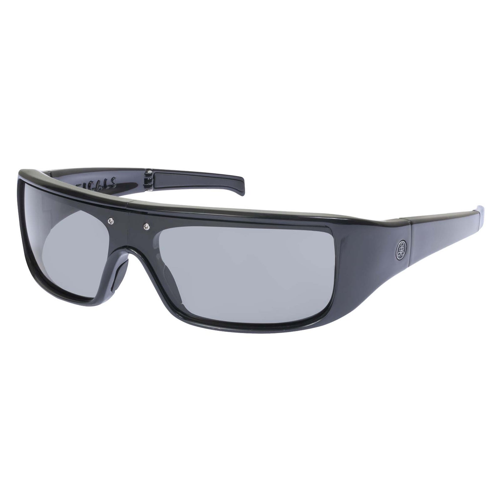Popticals, Premium Compact Sunglasses, PopGear, 010051-BGGP, Polarized Sunglasses, Gloss Black Frame, Gray Lenses, Glam View