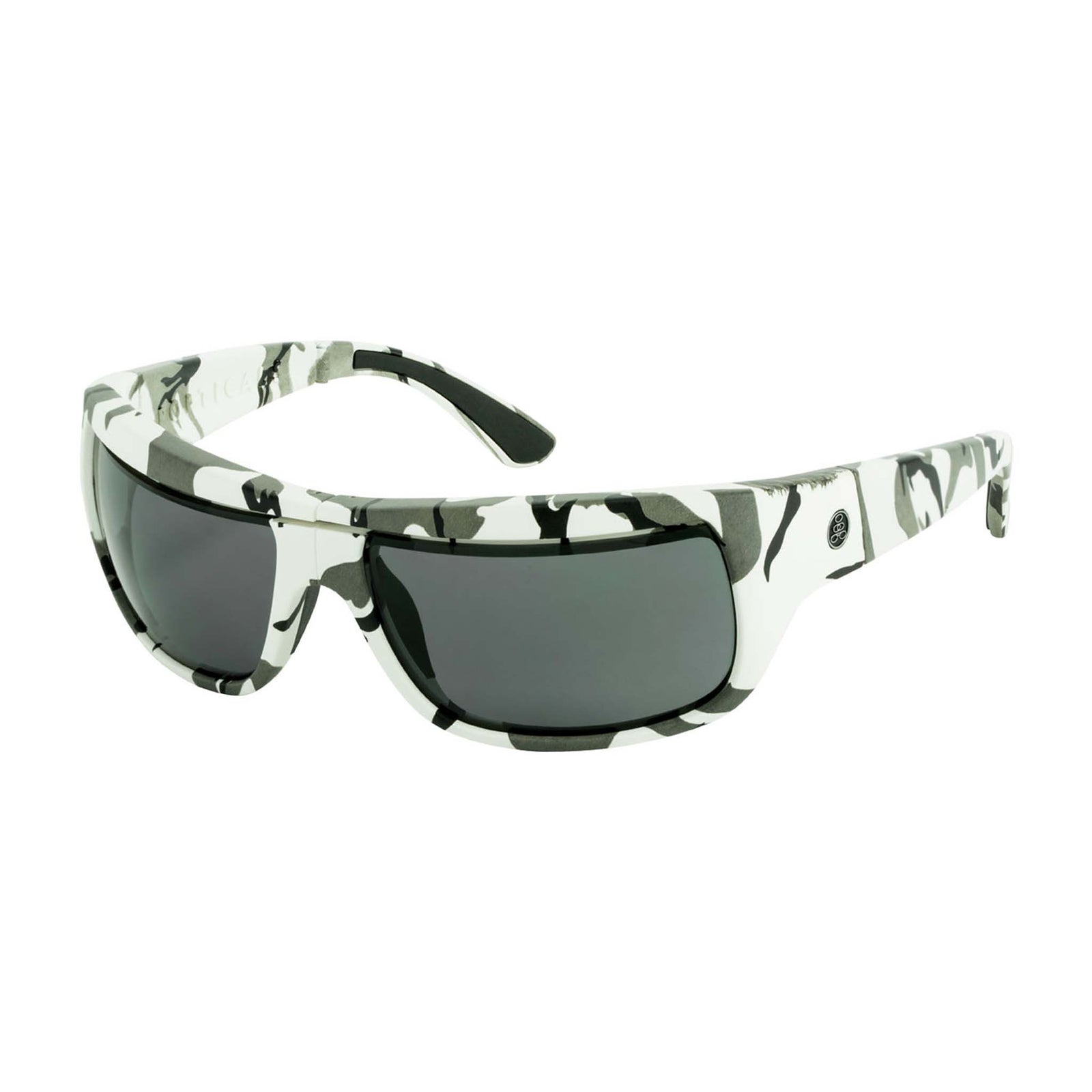 Popticals, Premium Compact Sunglasses, PopH2O, 010070-CCGP, Polarized Sunglasses, Matte White Camo Frame, Gray Lenses, Glam View