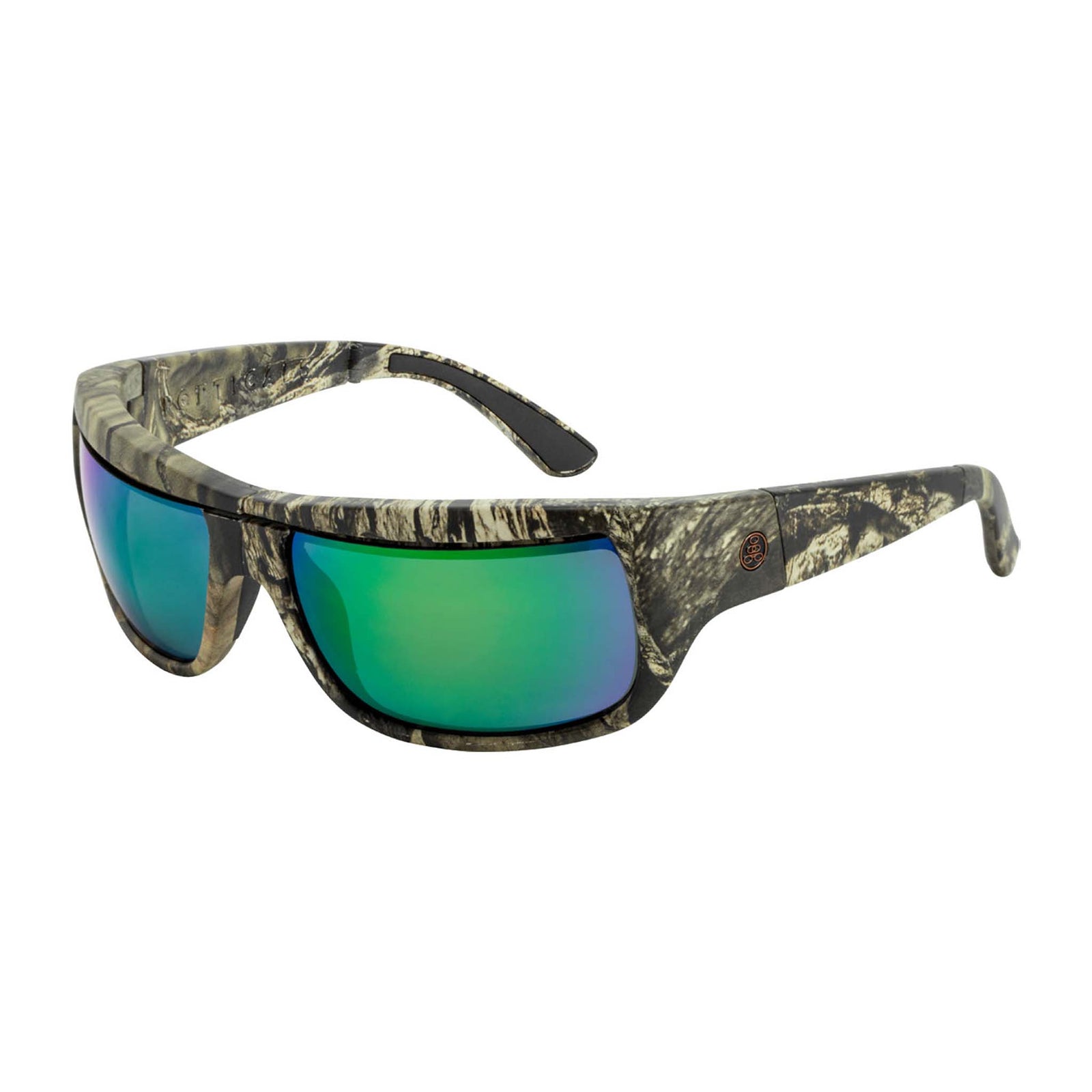 Popticals, Premium Compact Sunglasses, PopH2O, 010070-MCEN, Polarized Sunglasses, Matte Mossy Oak Break-Up Frame, Gray Lenses w/Green Mirror Finish, Glam View