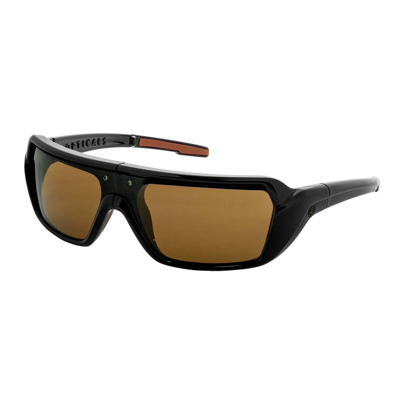 Popticals, Premium Compact Sunglasses, PopStorm, 010060-BGNP, Polarized Sunglasses, Gloss Black Frame, Brown Lenses, Glam View