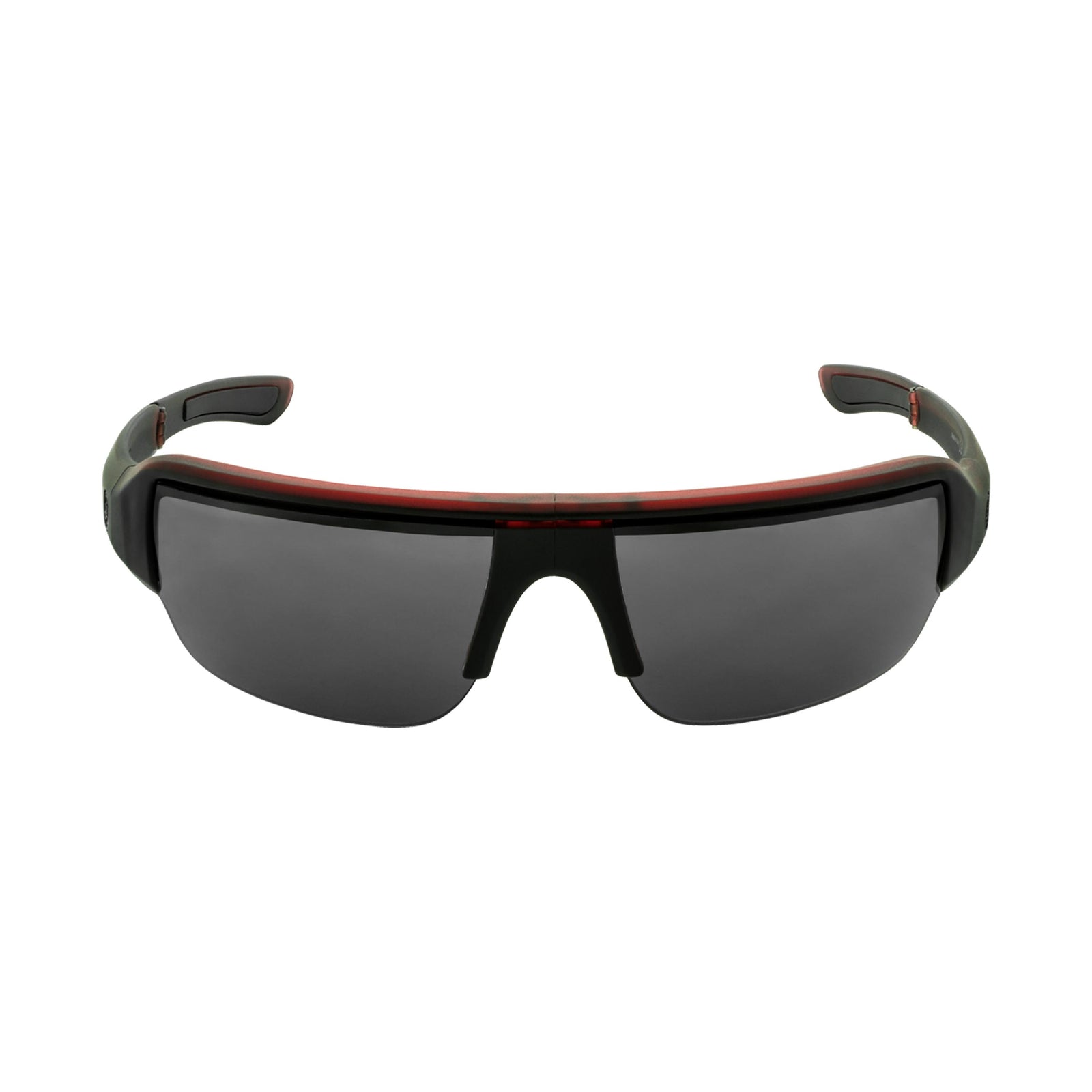 Popticals, Premium Compact Sunglasses, PopGun, 030010-REGP, Polarized Sunglasses, Matte Red/Black Crystal Frame, Gray Lenses, Front View