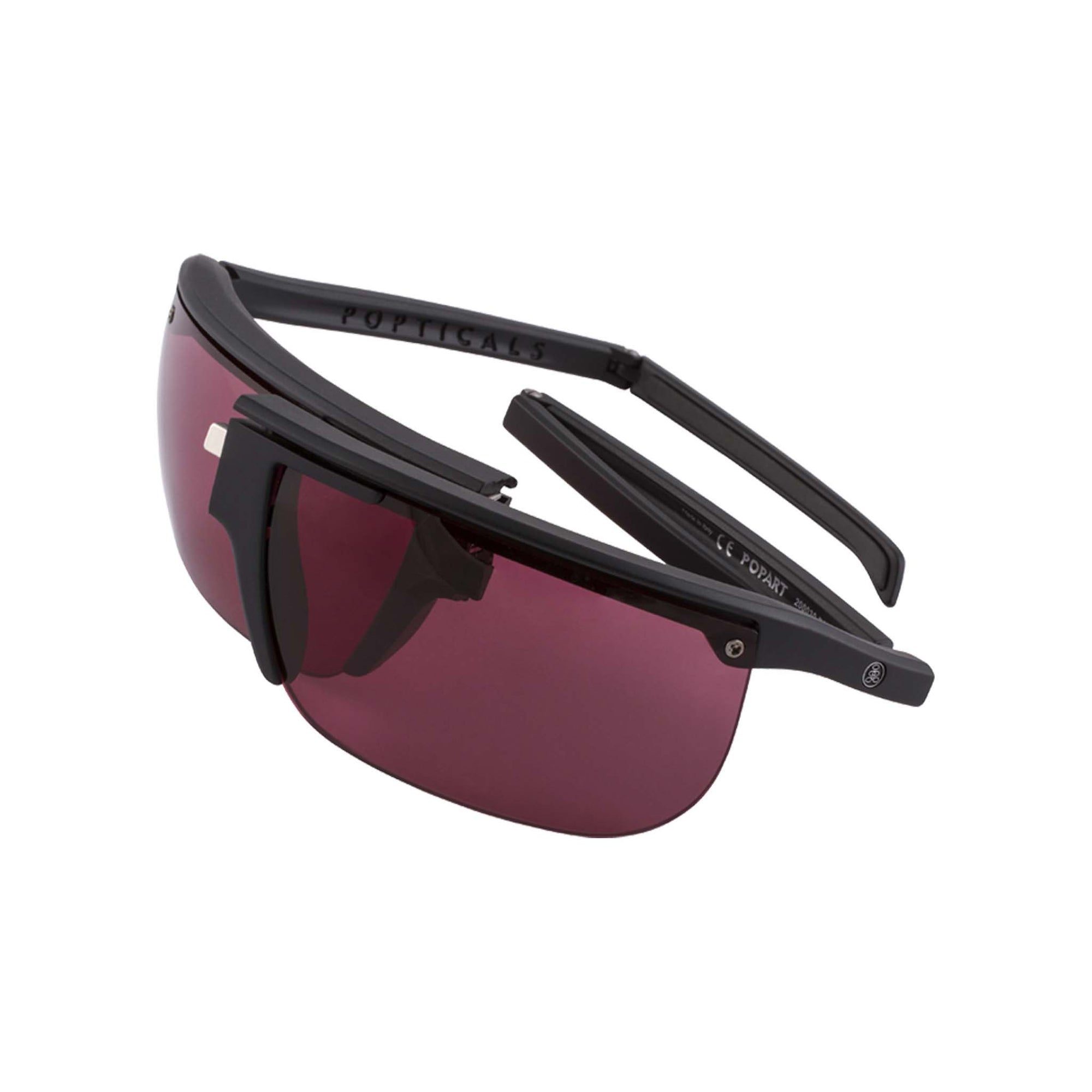 Popticals, Premium Compact Sunglasses, PopArt, 200030-BMPS, Standard Golf Sunglasses, Matte Black Frame, Purple Golf Lenses, Glam View
