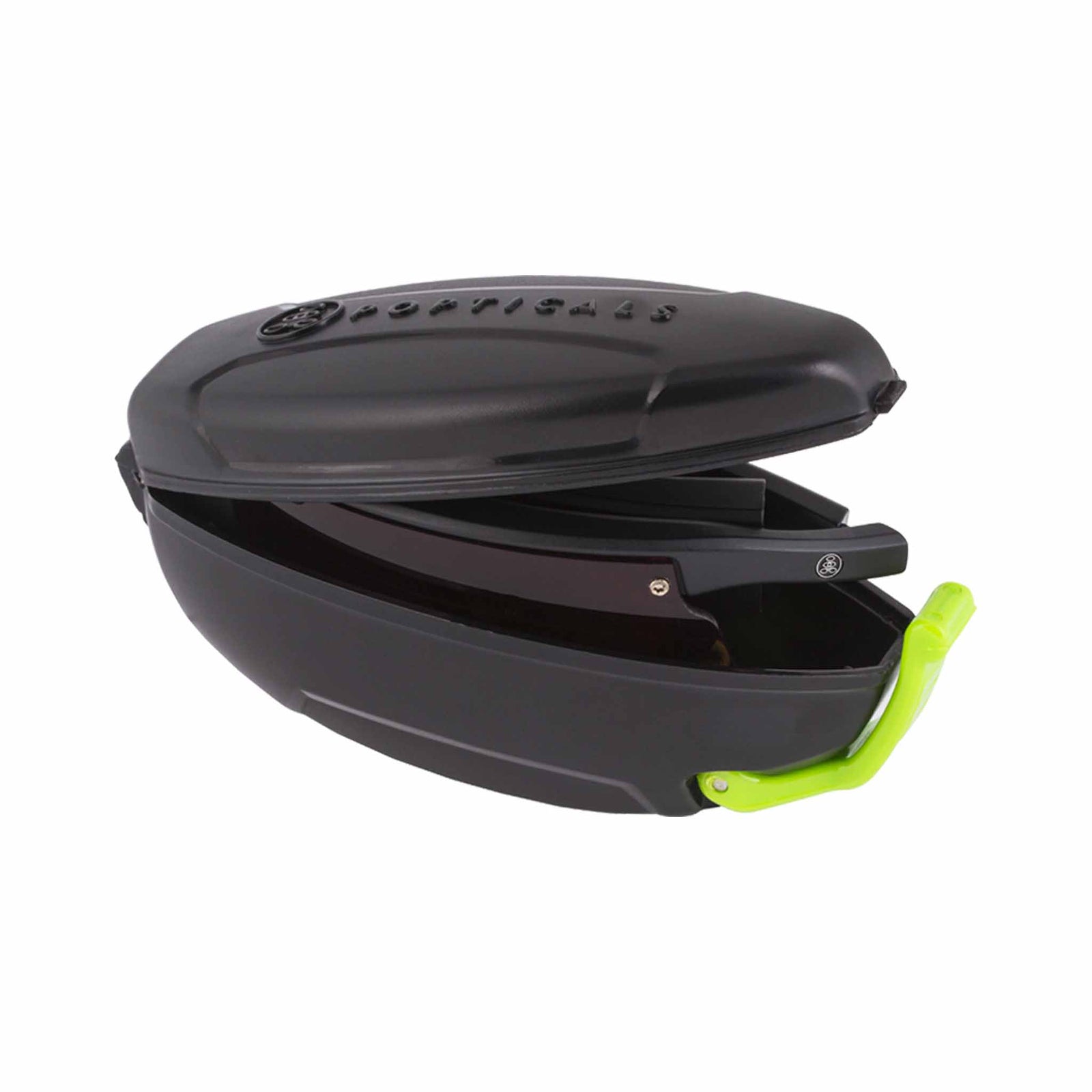 Popticals, Premium Compact Sunglasses, PopStar, 200040-BMPS, Standard Golf Sunglasses, Matte Black Frame, Purple Golf Lenses, Case View