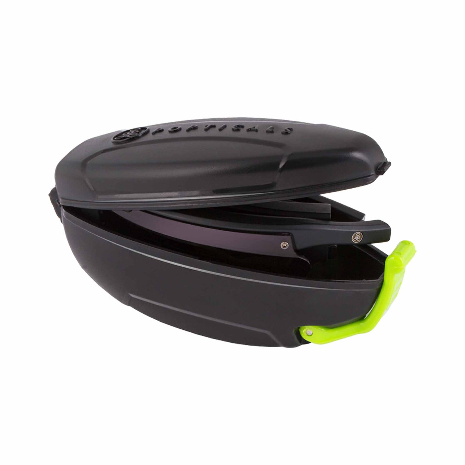 Popticals, Premium Compact Sunglasses, PopStar, 200040-BMVS, Standard Golf Sunglasses, Matte Black Frame, Violet Golf Lenses, Case View