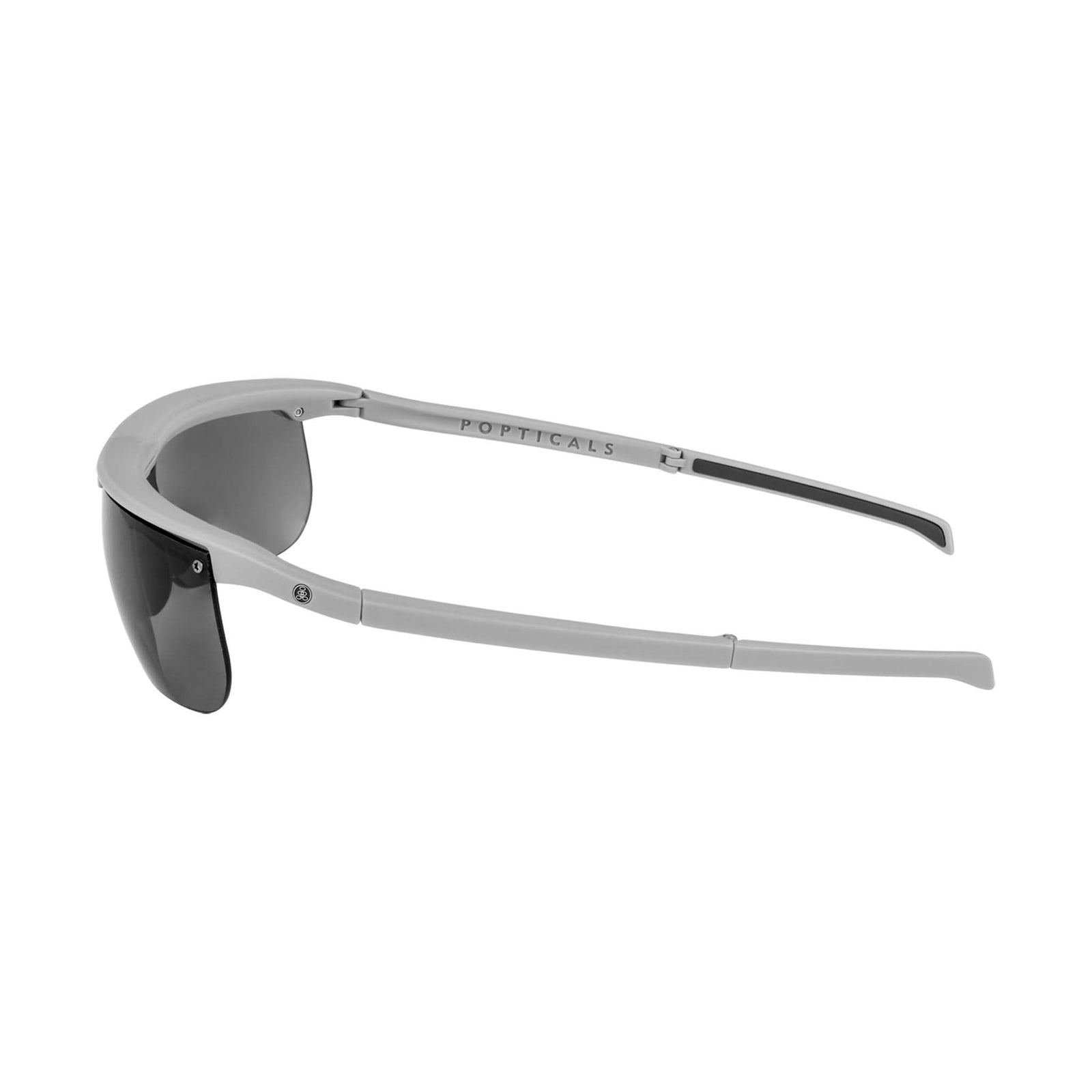 Popticals, Premium Compact Sunglasses, PopArt, 010030-GMGP, Polarized Sunglasses, Matte Gray Frame, Gray Lenses, Side View