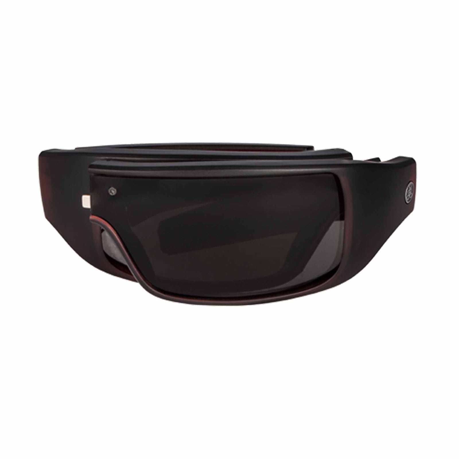 Popticals, Premium Compact Sunglasses, PopGear, 030050-LEGP, Polarized Sunglasses, Gloss Wine/Black Crystal Frame, Gray Lenses, Compact View