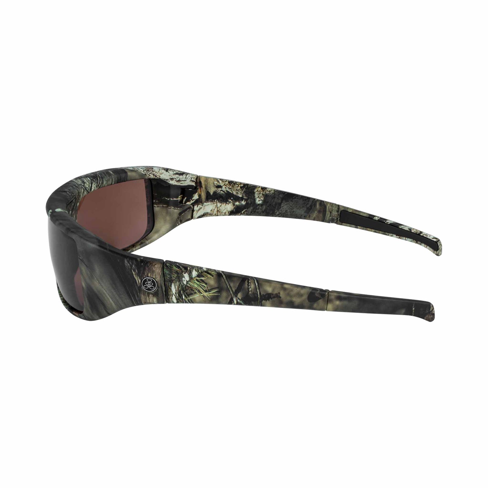 Popticals, Premium Compact Sunglasses, PopGear, 050050-MCCP, Polarized Sunglasses, Matte Mossy Oak Break-Up Frame , Copper Lenses, Side View