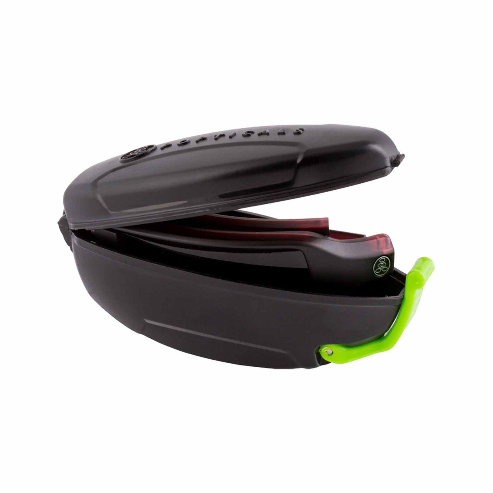 Popticals, Premium Compact Sunglasses, PopGun, 030010-REGP, Polarized Sunglasses, Matte Red/Black Crystal Frame, Gray Lenses, Case View