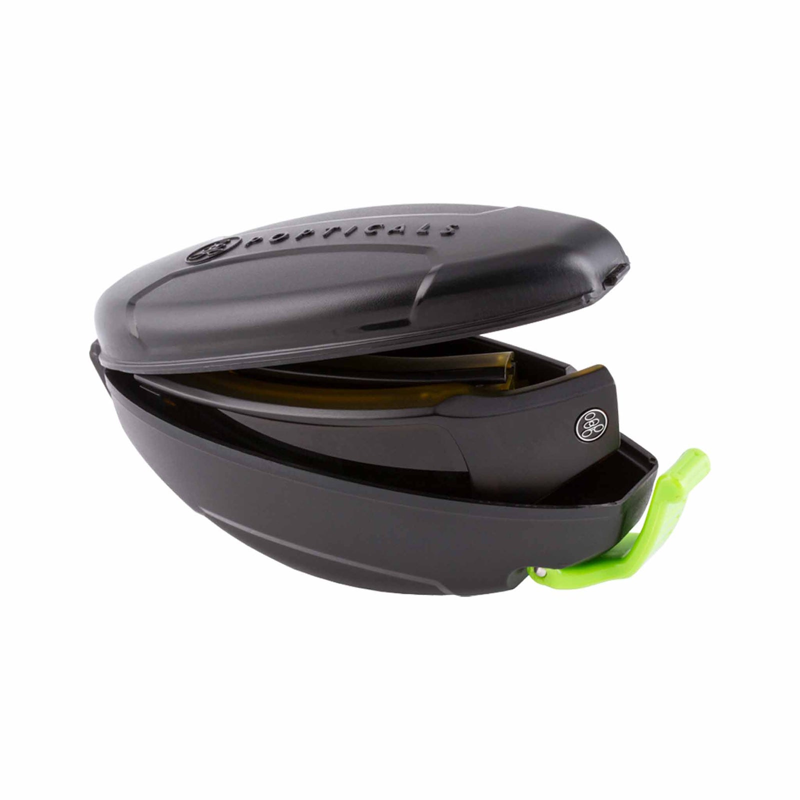 Popticals, Premium Compact Sunglasses, PopSign, 010020-AUNP, Polarized Sunglasses, Matte Black/Tortoise Frame, Brown Lenses, Case View