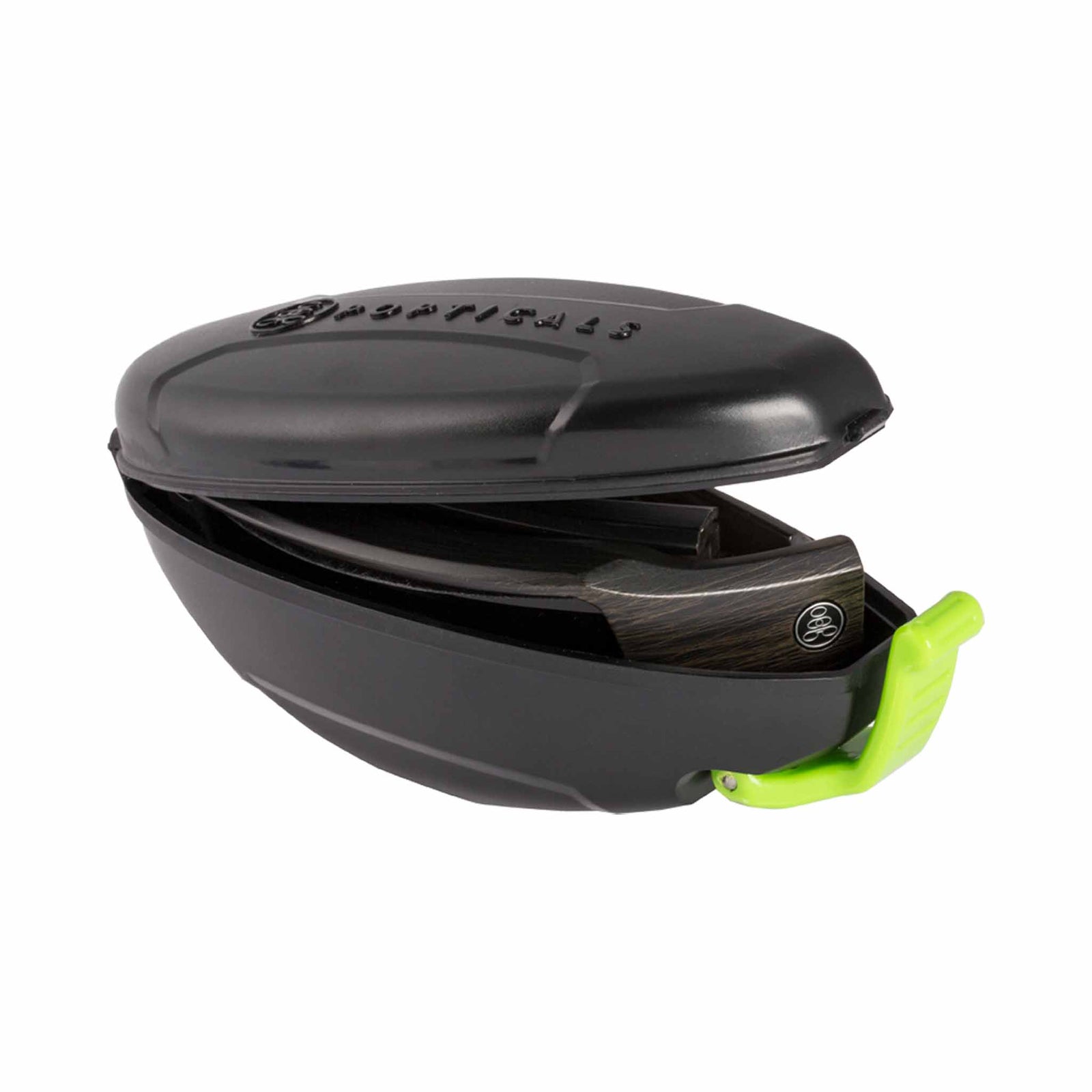 Popticals, Premium Compact Sunglasses, PopSign, 090020-ZUGP, Polarized Sunglasses, Matte Brush Black Frame, Gray Lenses, Case View