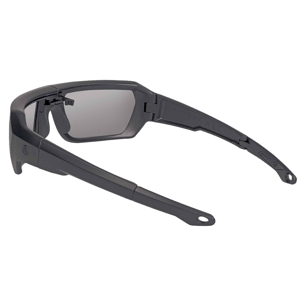 Popticals, Premium Compact Sunglasses, PopZulu, 600010-BMGZ, Standard Sunglasses, Matte Black Frame, Gray Opx Lenses, Rear View