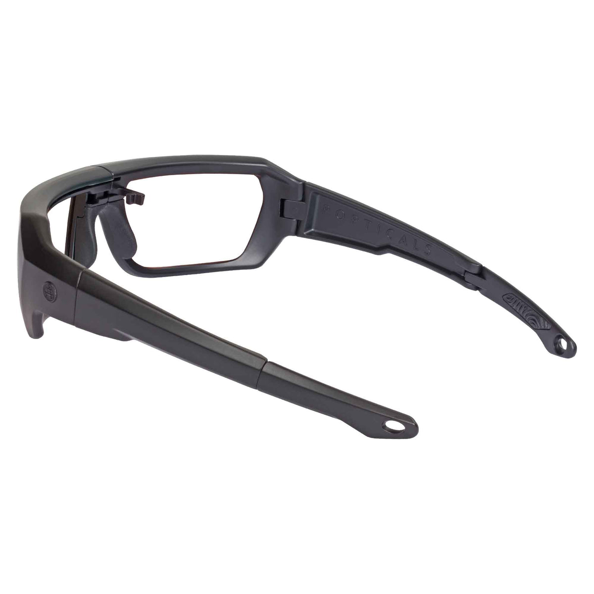 Popticals, Premium Compact Sunglasses, PopZulu, 600010-BMXZ, Standard Sunglasses, Matte Black Frame, Clear Opx Lenses, Rear View