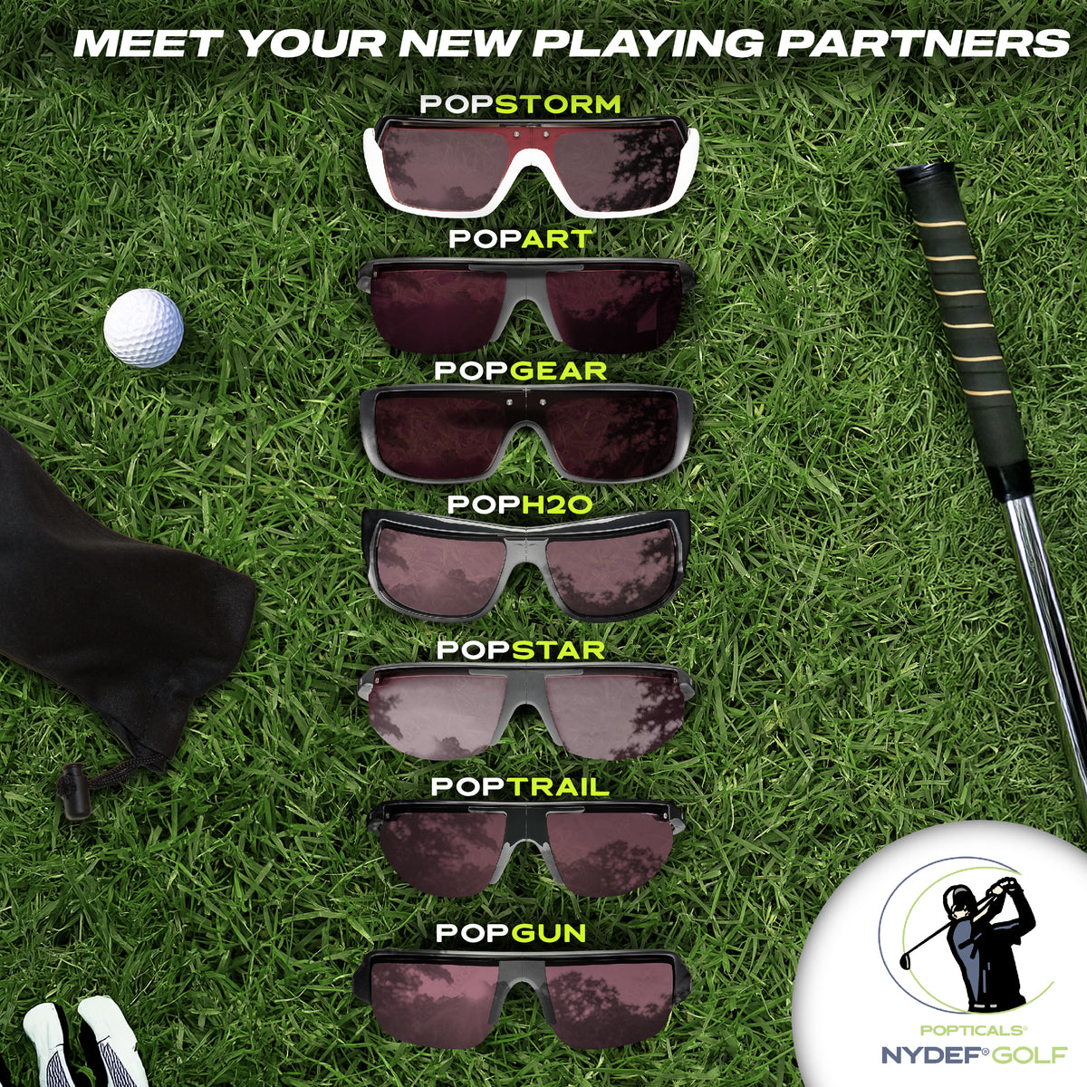 Popticals NYDEF Golf Sunglasses Come in a variety of sizes