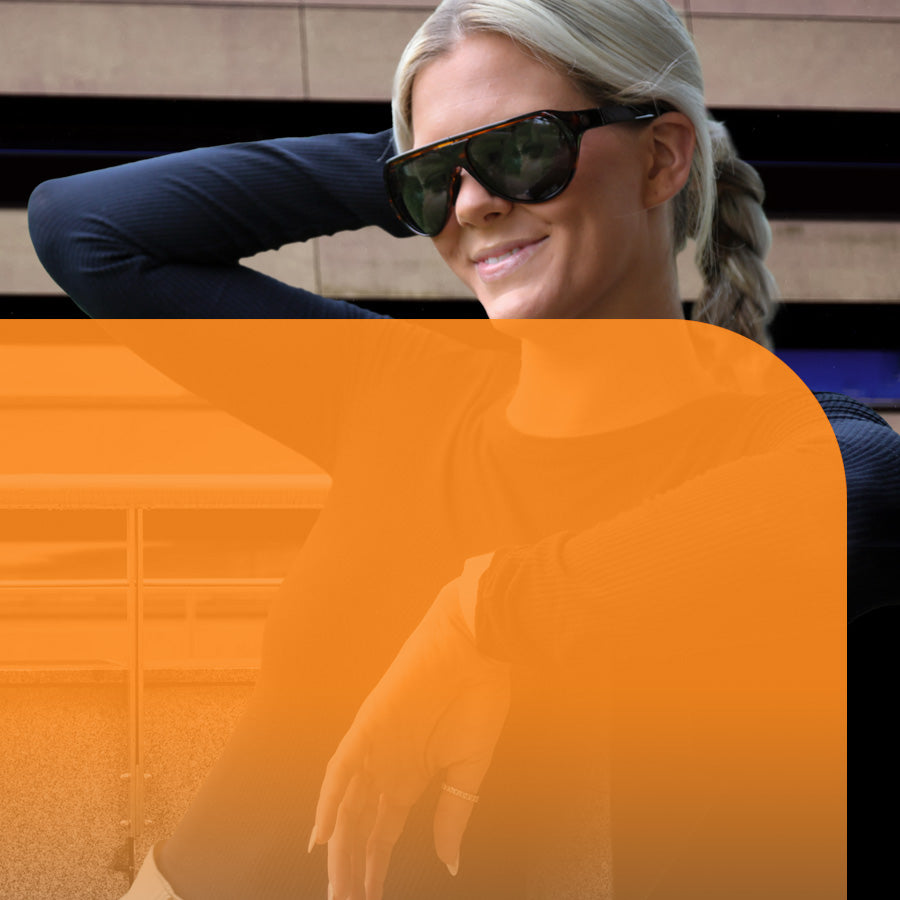 woman with treatment wearing sunglasses