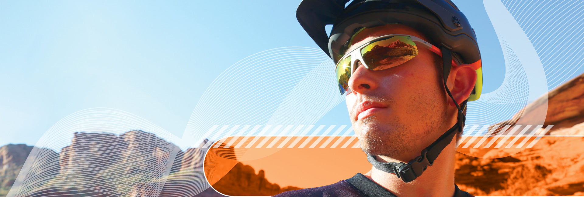 man wearing cycling sunglasses