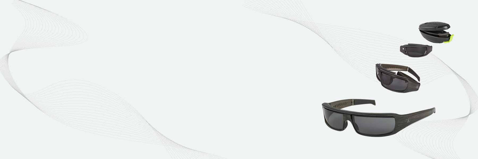 Popticals PopSign everyday sunglasses in Matte Black, transitioning from a full-frame silhouette to a compact footprint.