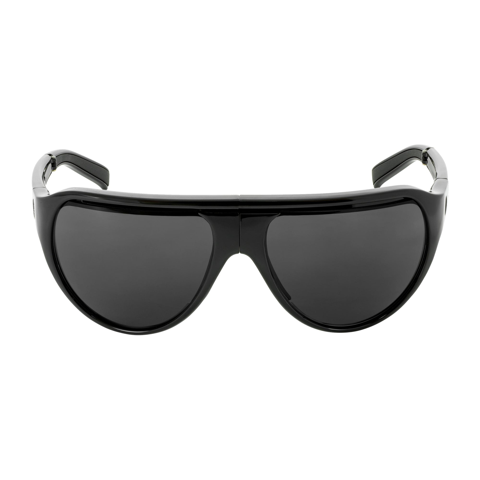 Popticals, Premium Compact Sunglasses, PopAir, 300010-BGGS, Standard Sunglasses, Gloss Black Frame, Gray Lenses, Front Tilt View