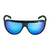 Popticals, Premium Compact Sunglasses, PopAir, 300010-BGUN, Polarized Sunglasses, Gloss Black Frame, Gray Lenses with Blue Mirror Finish, Front Tilt View