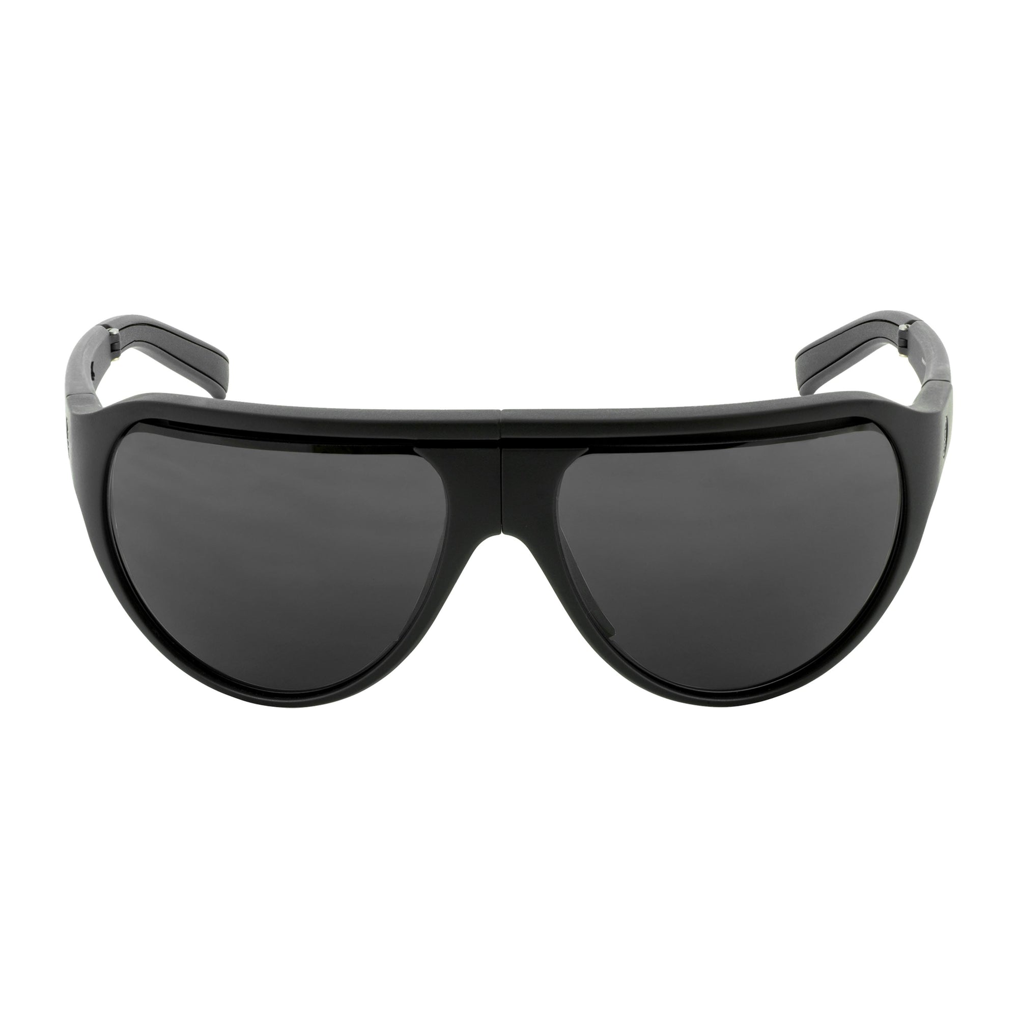 Popticals, Premium Compact Sunglasses, PopAir, 300010-BMGP, Polarized Sunglasses, Matte Black Frame, Gray Lenses, Front Tilt View