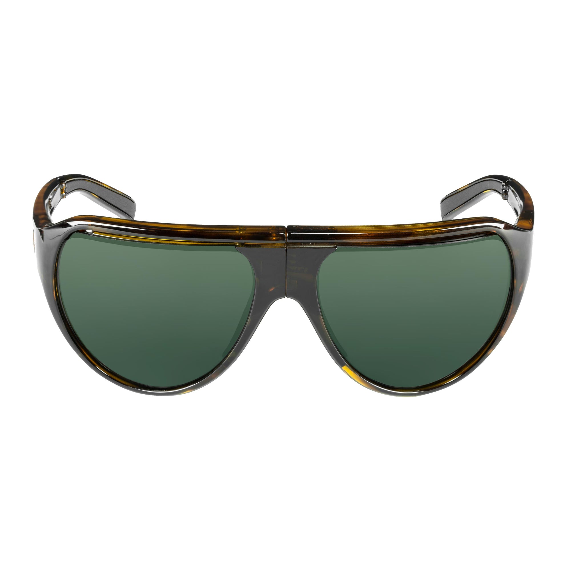 Popticals, Premium Compact Sunglasses, PopAir, 300010-CTEP, Polarized Sunglasses, Gloss Tortoise Frame, Green Lenses, Front Tilt View