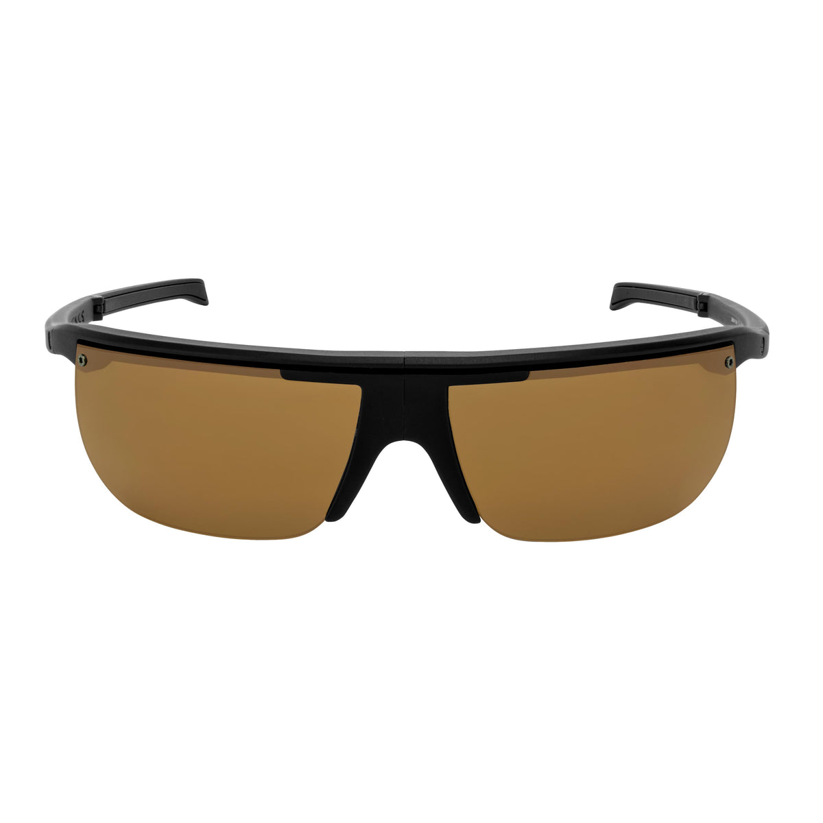 Popticals, Premium Compact Sunglasses, PopArt, 010030-BMNP, Polarized Sunglasses, Matte Black Frame, Brown Lenses, Front Tilt View