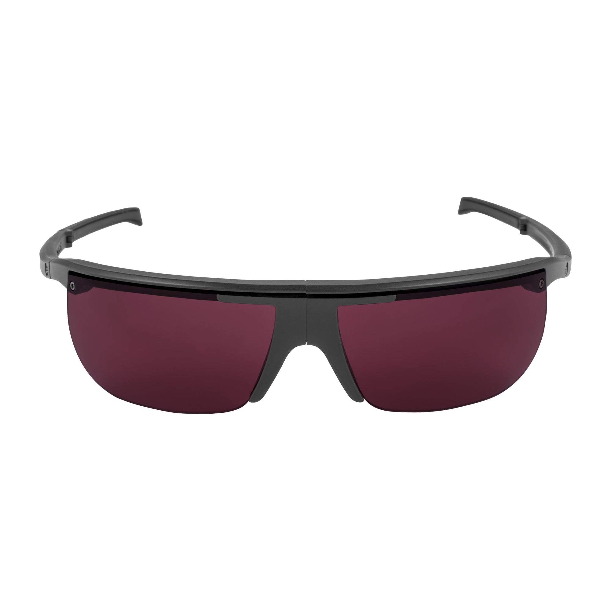 Popticals, Premium Compact Sunglasses, PopArt, 200030-BMPS, Standard Golf Sunglasses, Matte Black Frame, Purple Golf Lenses, Front View