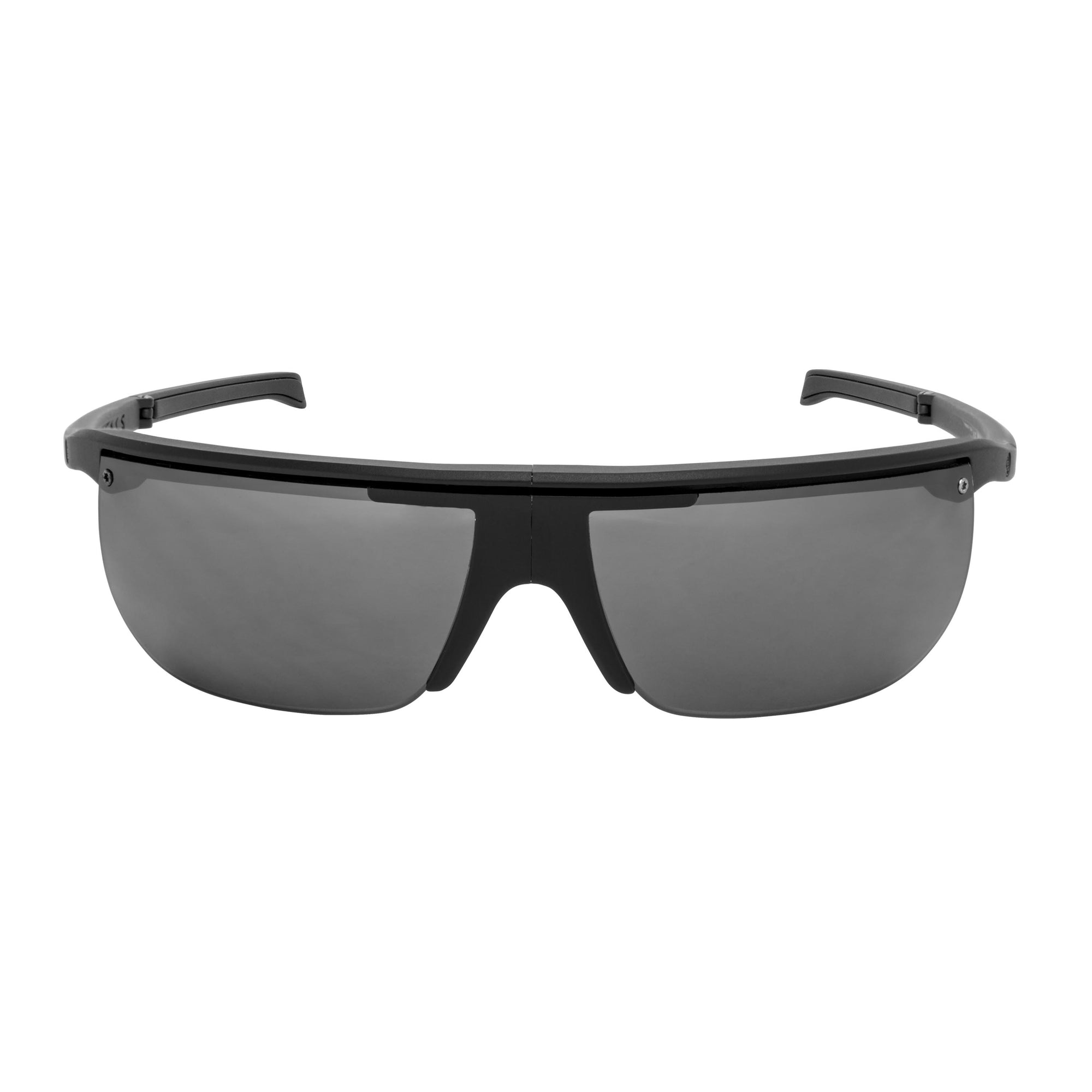 Popticals, Premium Compact Sunglasses, PopArt, 010030-BMLN, Polarized Sunglasses, Matte Black Frame, Gray Lenses with Silver Mirror Finish, Front Tilt View