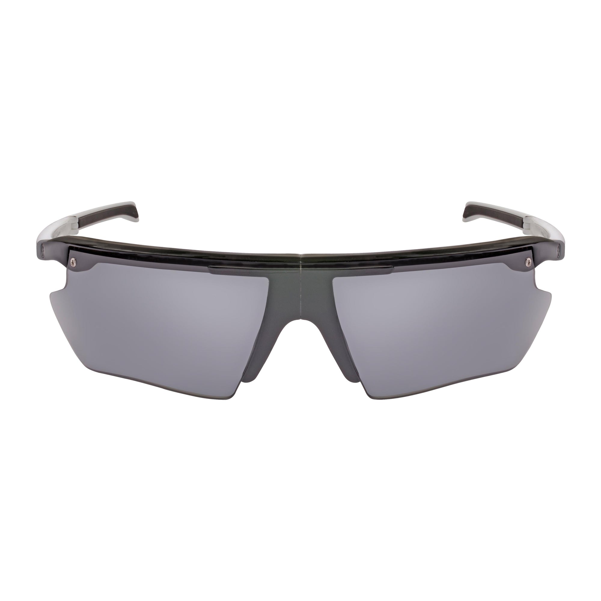 Popticals, Premium Compact Sunglasses, PopEdge, 010091-WGGP, Polarized Sunglasses, Gloss Black and White Frame, Gray Lenses, Glam View