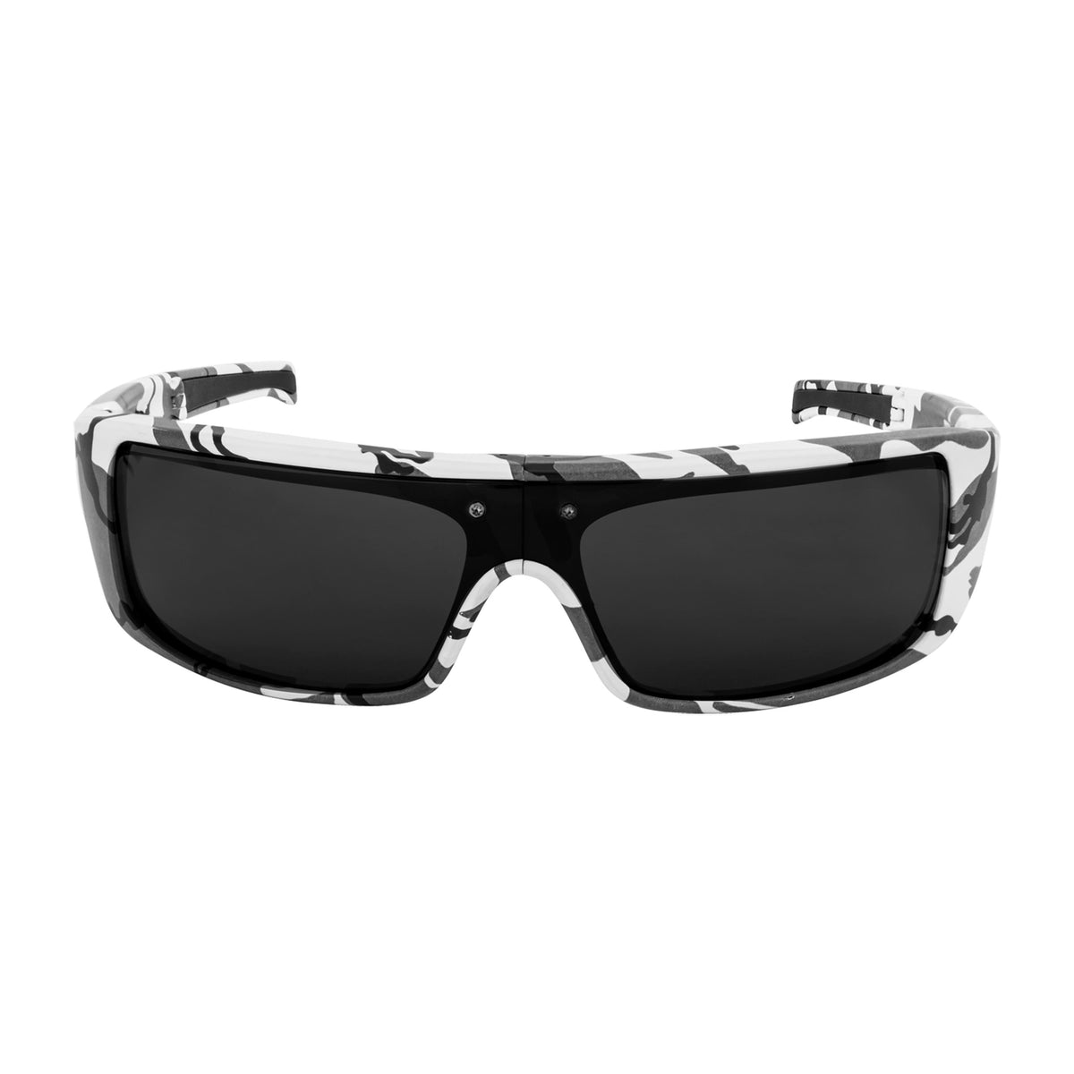 Popticals, Premium Compact Sunglasses, PopGear, 010050-CCGP, Polarized Sunglasses, Matte White Camo Frame, Gray Lenses, Front View