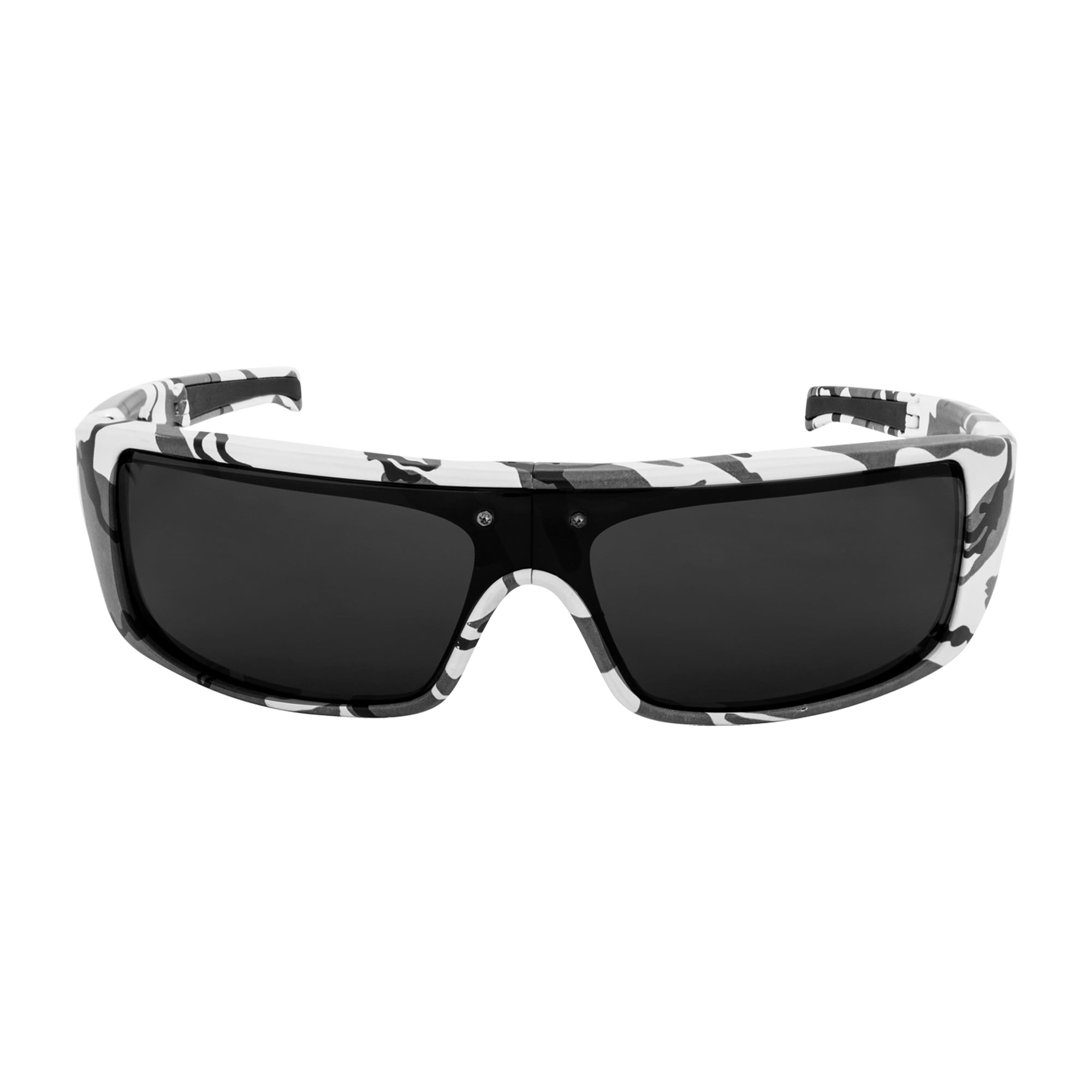Popticals, Premium Compact Sunglasses, PopGear, 010050-CCGP, Polarized Sunglasses, Matte White Camo Frame, Gray Lenses, Front View