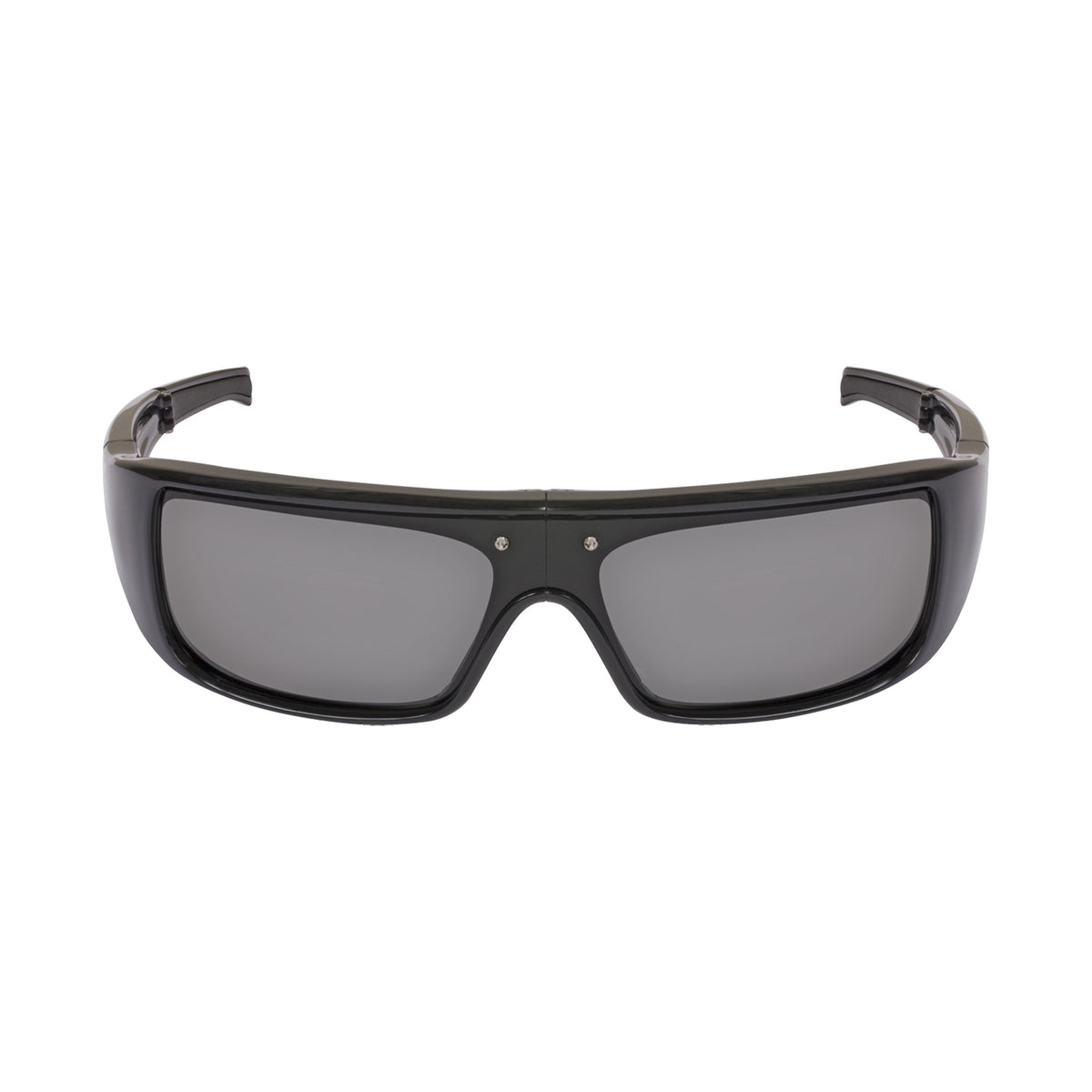 Popticals, Premium Compact Sunglasses, PopGear, 010051-BGGP, Polarized Sunglasses, Gloss Black Frame, Gray Lenses, Front View