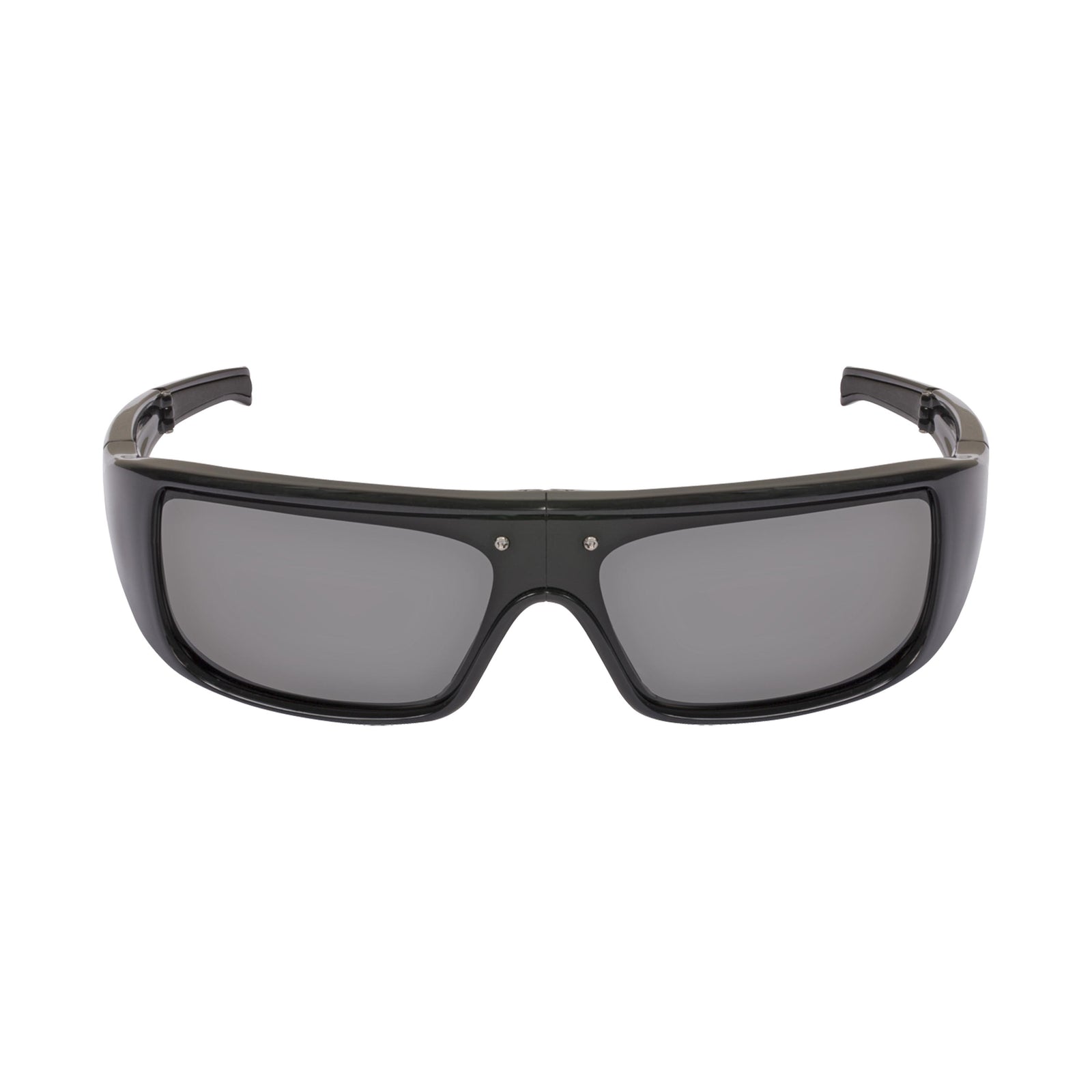 Popticals, Premium Compact Sunglasses, PopGear, 010051-BGGP, Polarized Sunglasses, Gloss Black Frame, Gray Lenses, Front View