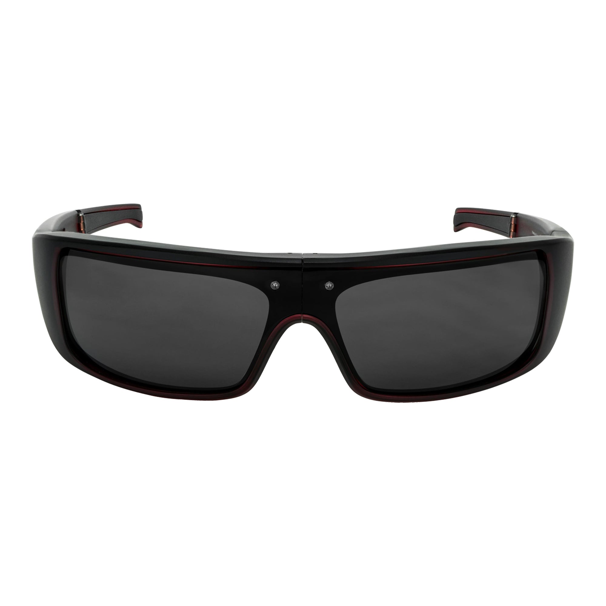Popticals, Premium Compact Sunglasses, PopGear, 030050-LEGP, Polarized Sunglasses, Gloss Wine/Black Crystal Frame, Gray Lenses, Glam View