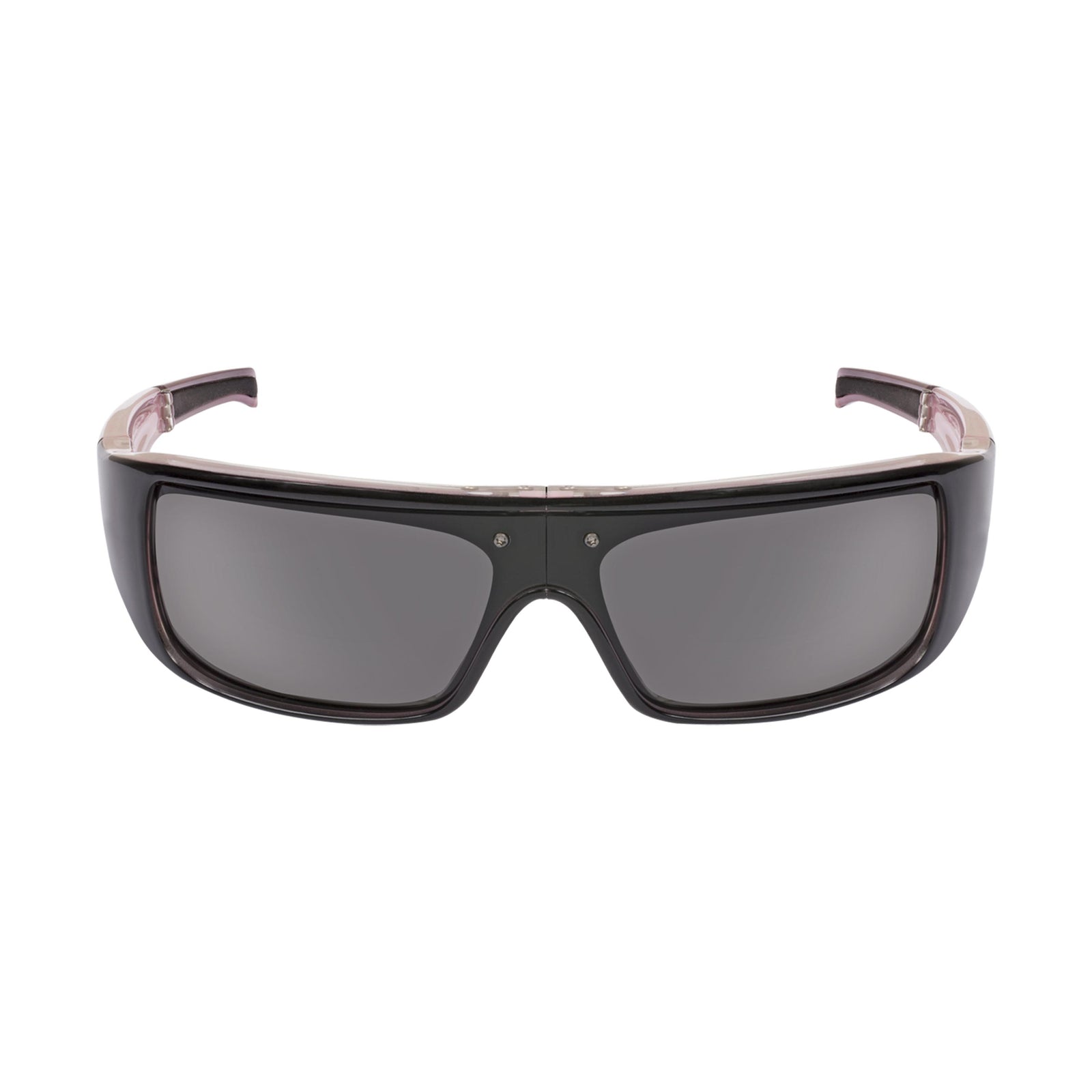 Popticals, Premium Compact Sunglasses, PopGear, 040051-KLGP, Polarized Sunglasses, Gloss Black over Pink Crystal Frame , Gray Lenses, Front Tilt View