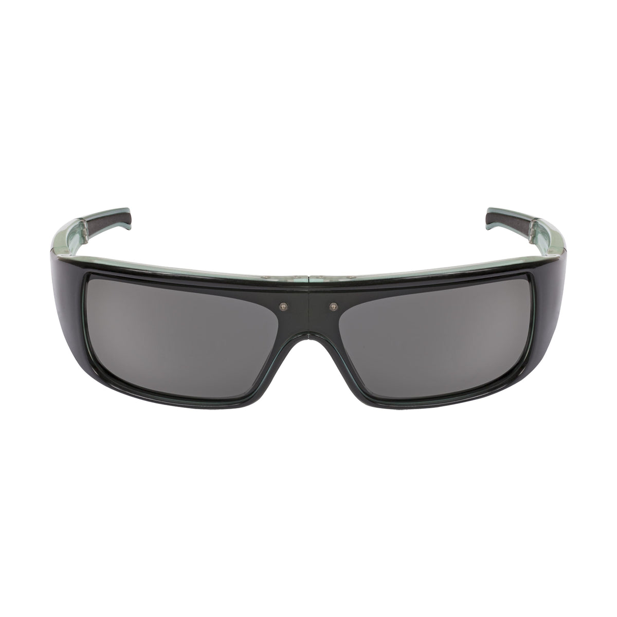 Popticals, Premium Compact Sunglasses, PopGear, 040051-ULGP, Polarized Sunglasses, Gloss Black over Blue Crystal Frame , Gray Lenses, Front Tilt View