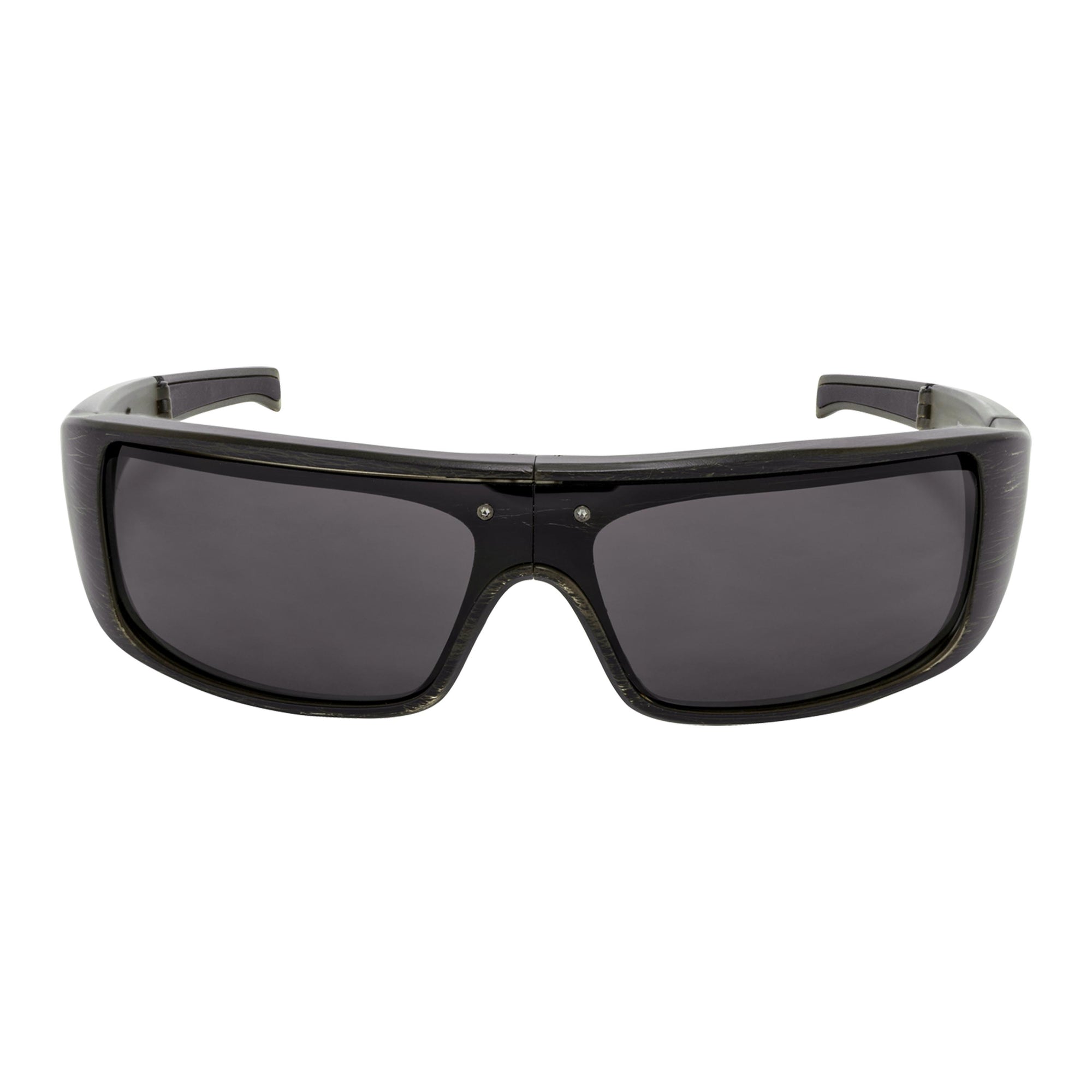 Popticals, Premium Compact Sunglasses, PopGear, 090050-ZUGP, Polarized Sunglasses, Matte Brush Black Frame , Gray Lenses, Front Tilt View