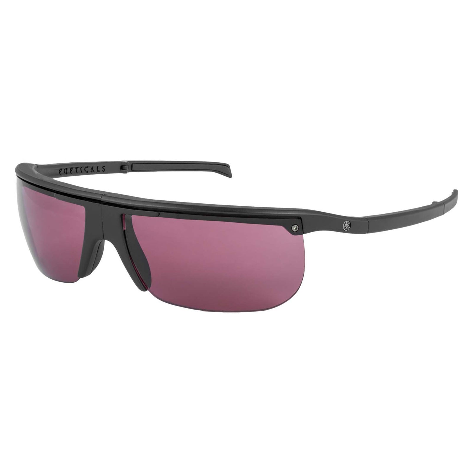 Popticals, Premium Compact Sunglasses, PopArt, 200030-BMPS, Standard Golf Sunglasses, Matte Black Frame, Purple Golf Lenses, Glam View