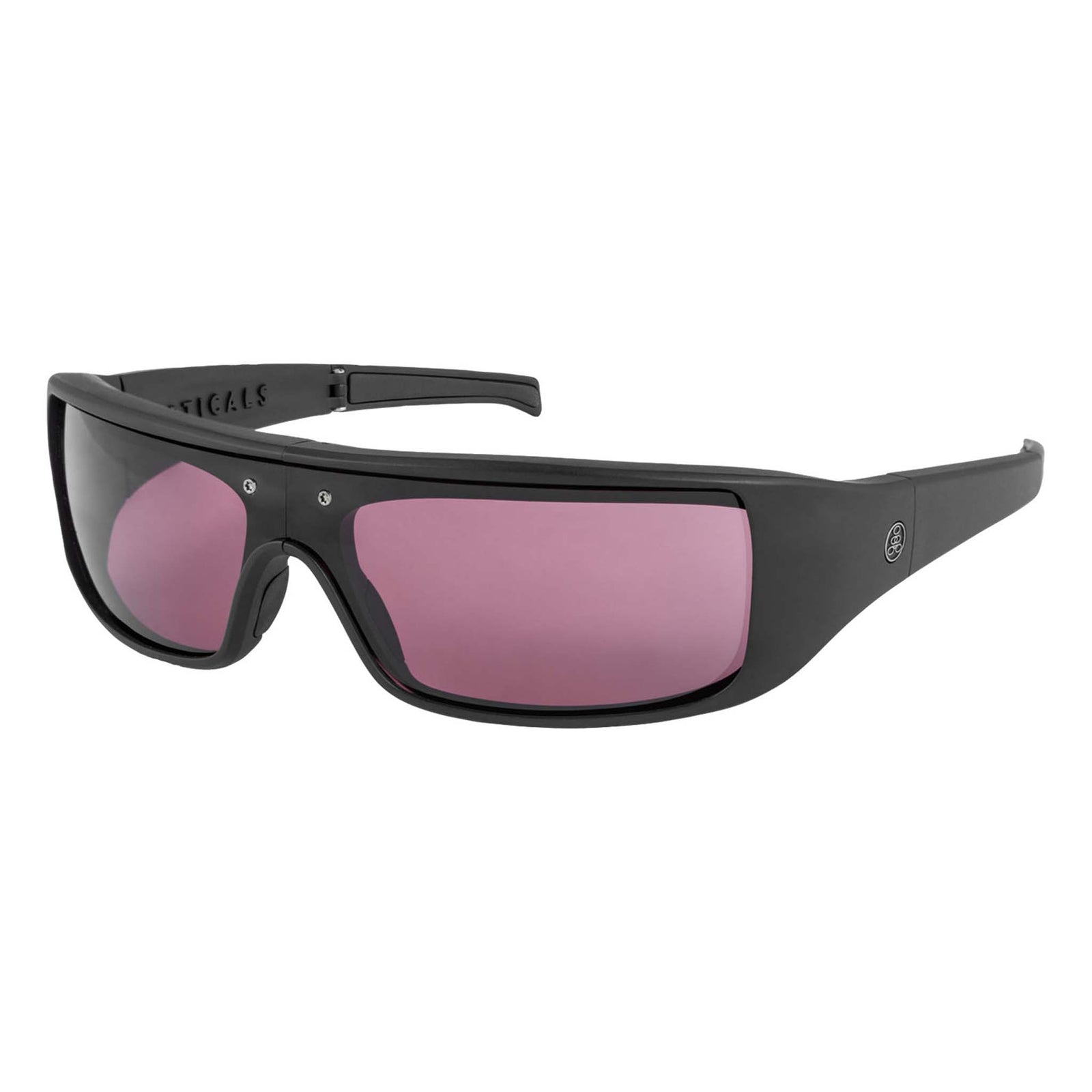 Popticals, Premium Compact Sunglasses, PopGear, 200050-BMPS, Standard Sunglasses, Matte Black Frame , Purple Golf Lenses, Glam View