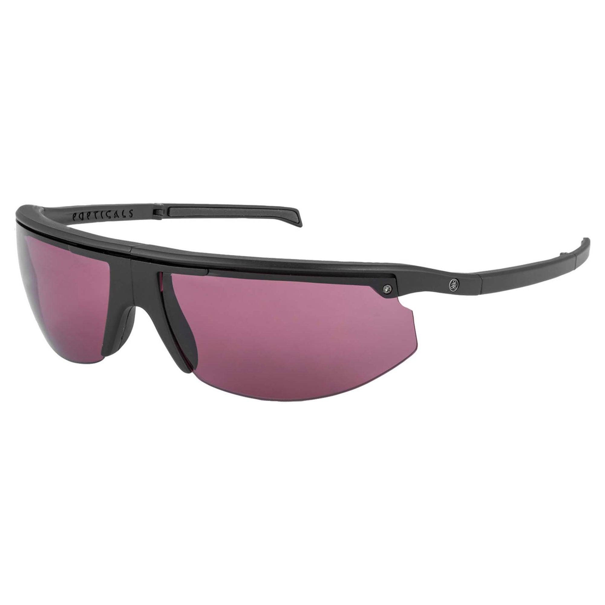 Popticals, Premium Compact Sunglasses, PopStar, 200040-BMPS, Standard Golf Sunglasses, Matte Black Frame, Purple Golf Lenses, Glam View