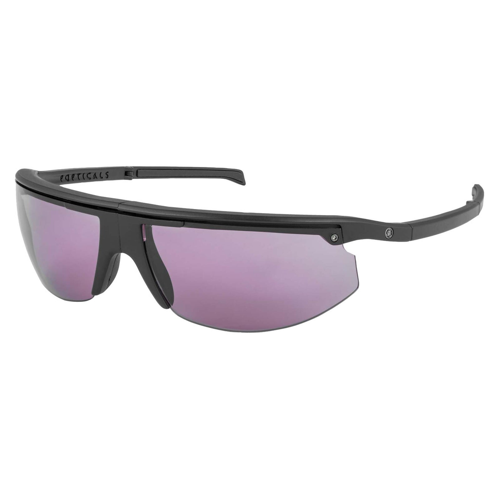 Popticals, Premium Compact Sunglasses, PopStar, 200040-BMVS, Standard Golf Sunglasses, Matte Black Frame, Violet Golf Lenses, Glam View