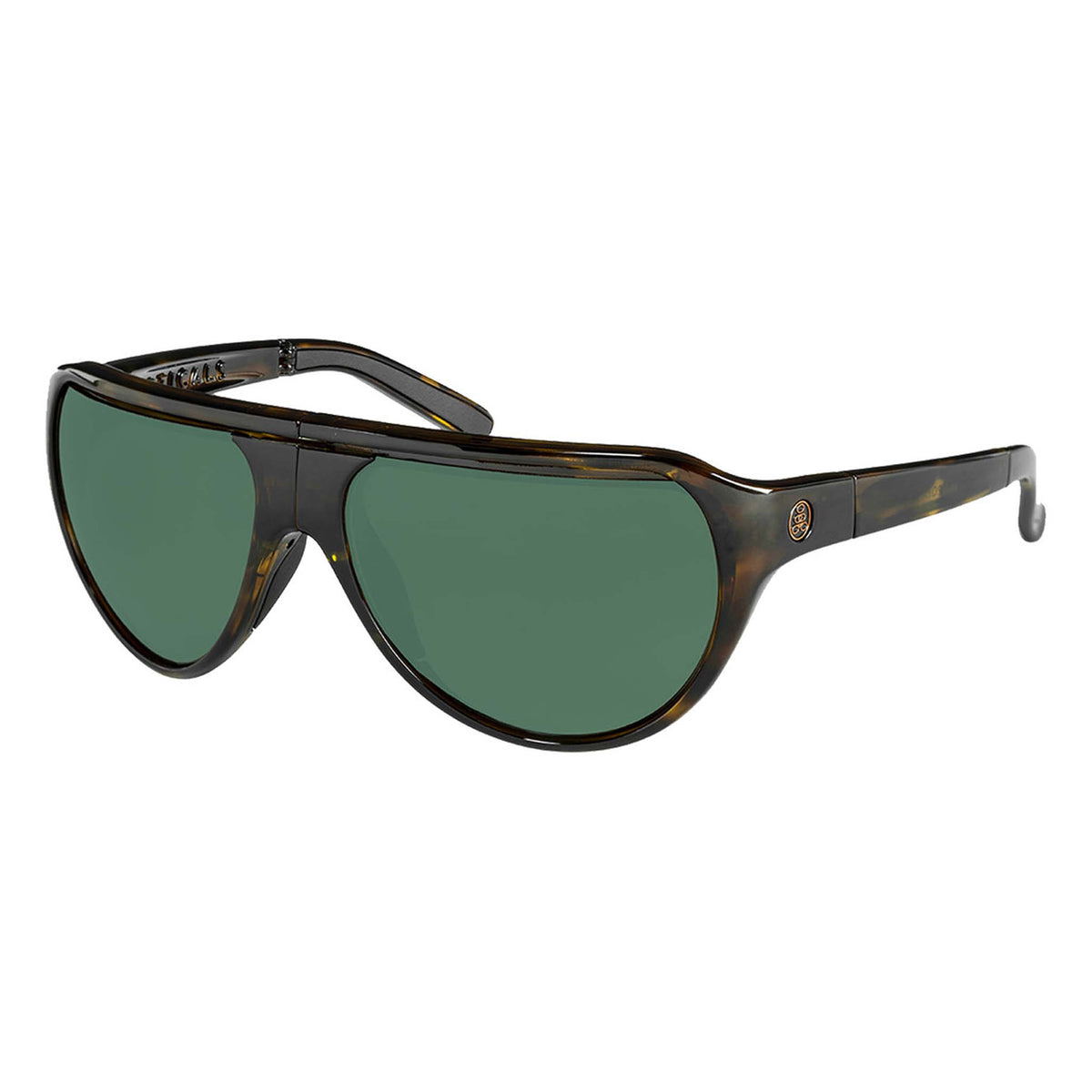 Popticals, Premium Compact Sunglasses, PopAir, 300010-CTEP, Polarized Sunglasses, Gloss Tortoise Frame, Green Lenses, Glam View