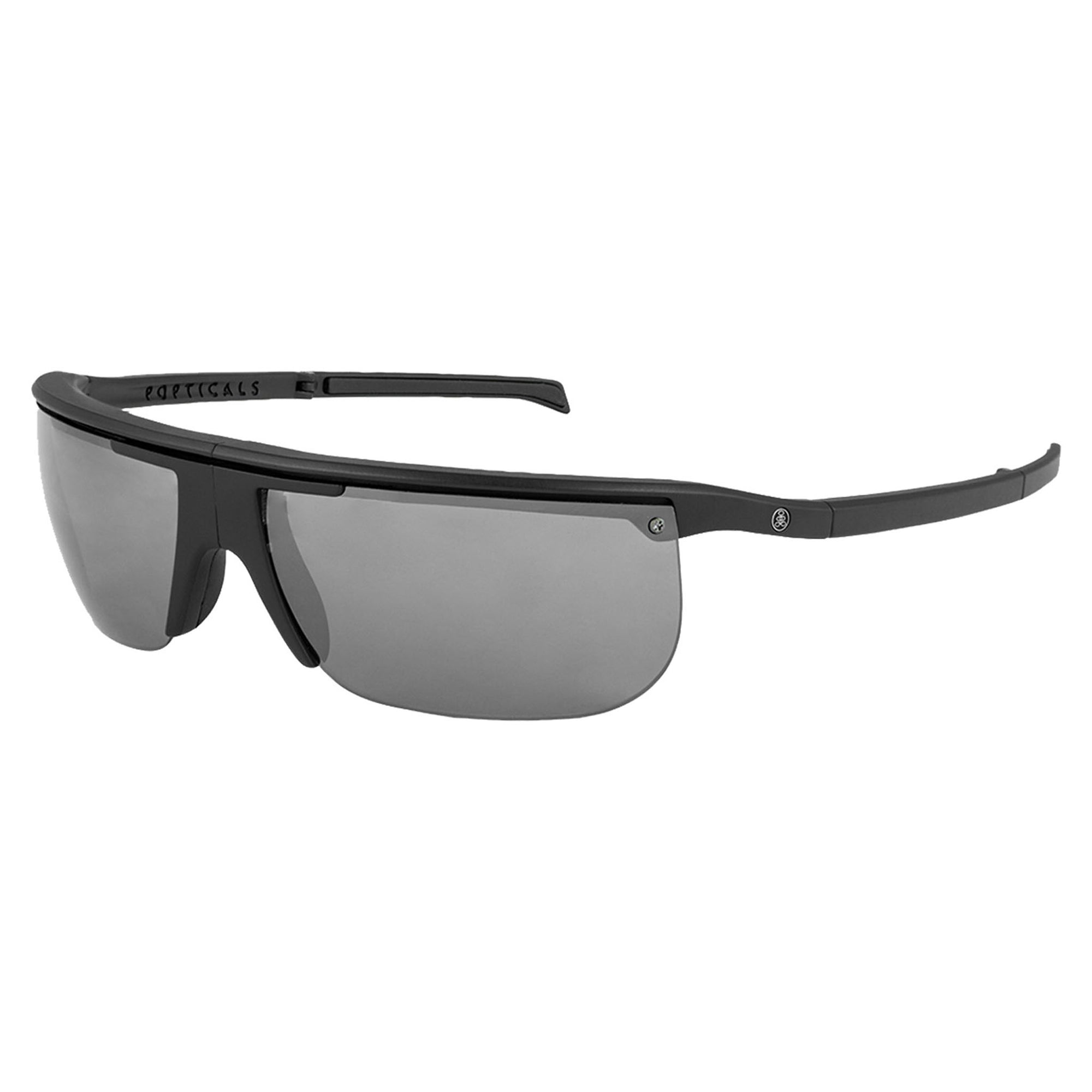 Popticals, Premium Compact Sunglasses, PopArt, 010030-BMLN, Polarized Sunglasses, Matte Black Frame, Gray Lenses with Silver Mirror Finish, Glam View