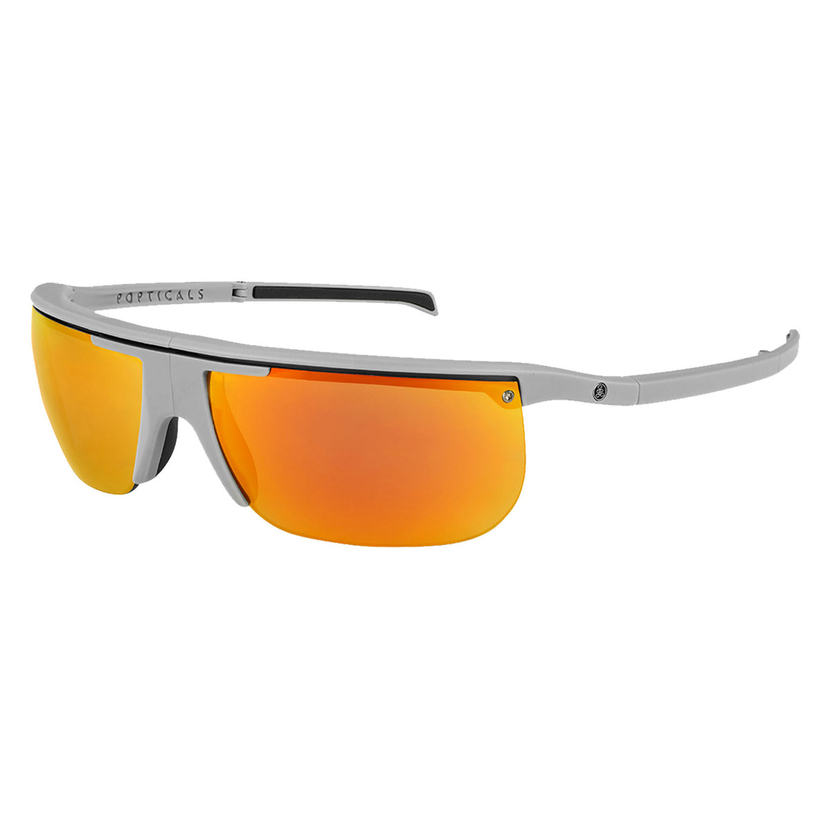 Popticals, Premium Compact Sunglasses, PopArt, 010030-GMON, Polarized Sunglasses, Matte Gray Frame, Gray Lenses with Orange Mirror Finish, Glam View