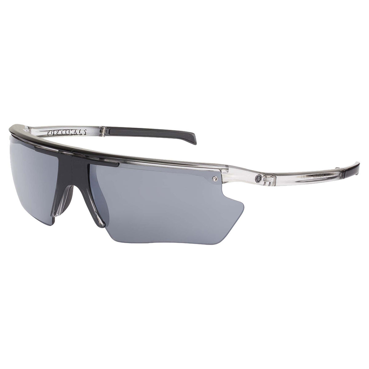 Popticals, Premium Compact Sunglasses, PopEdge, 010091-SFLN, Polarized Sunglasses, Gloss Smoke Frame, Gray Lenses with Silver Mirror Finish, Glam View