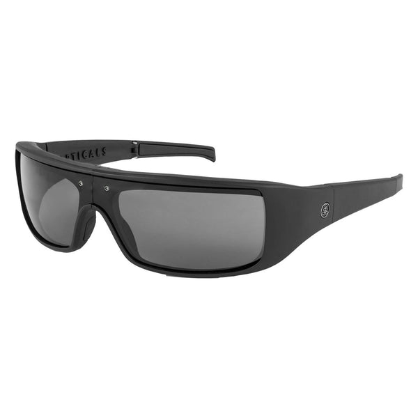 Popticals, Premium Compact Sunglasses, PopGear, 010050-BMGS, Standard Sunglasses, Matte Black Frames, Gray Lenses, Glam View