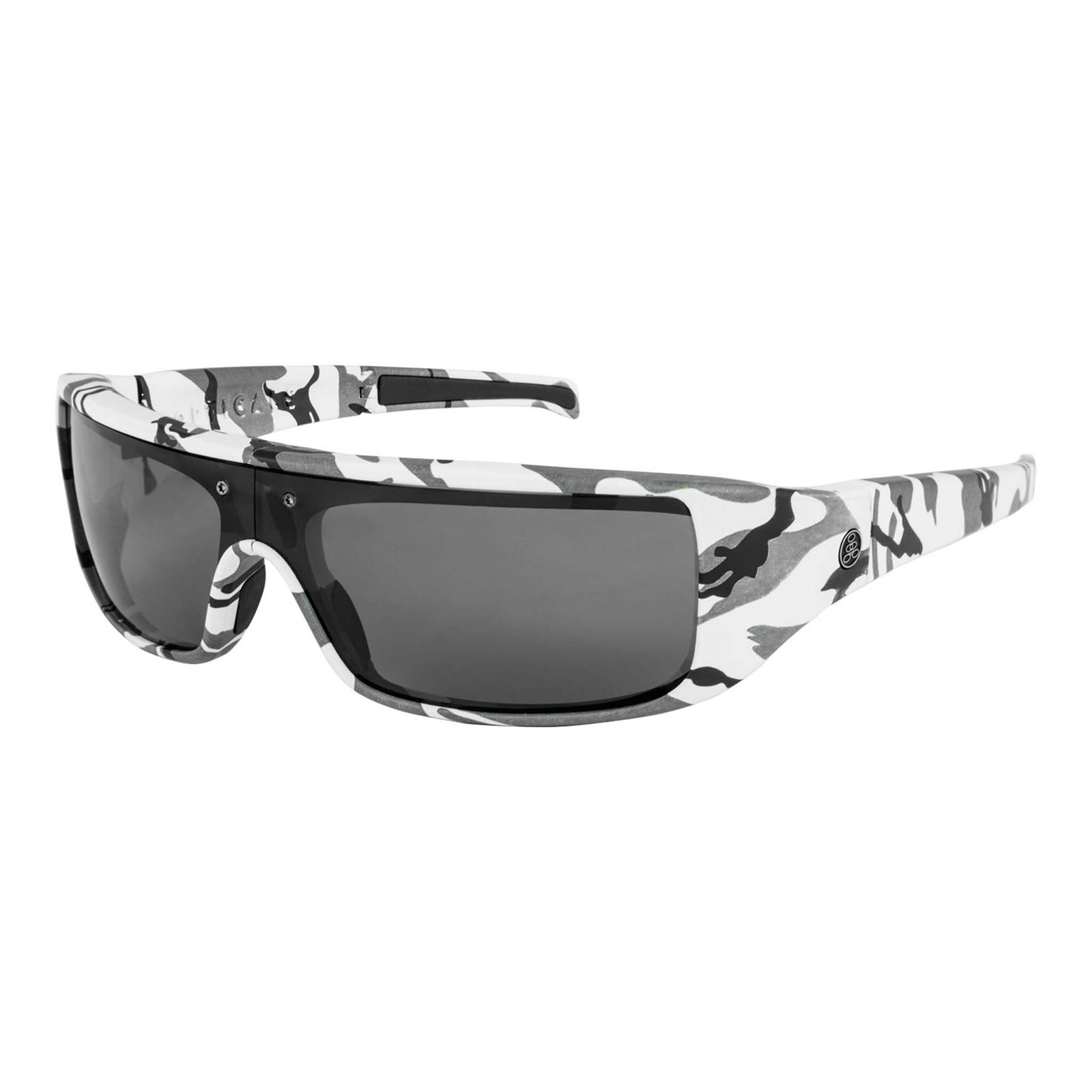 Popticals, Premium Compact Sunglasses, PopGear, 010050-CCGP, Polarized Sunglasses, Matte White Camo Frame, Gray Lenses, Glam VIew