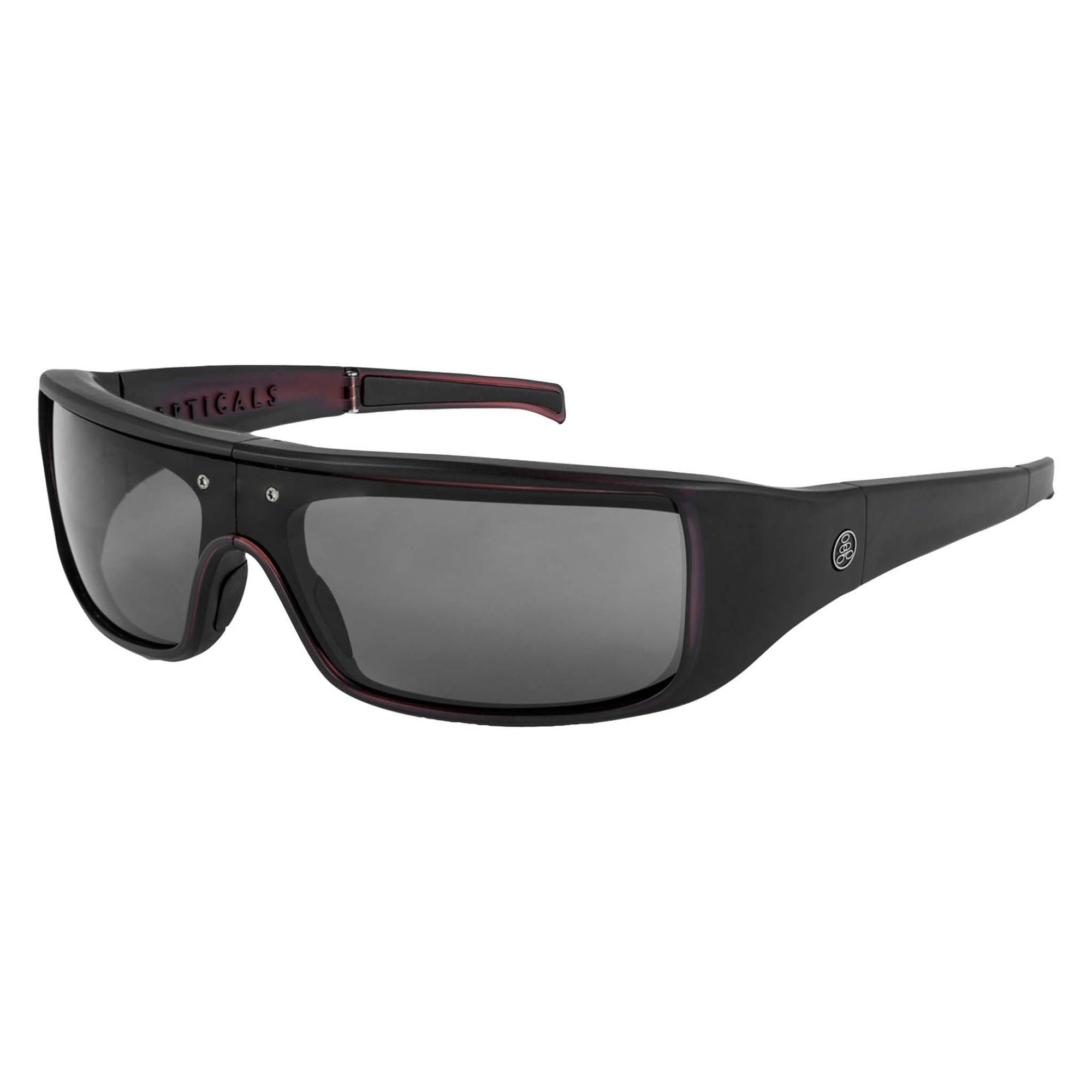 Popticals, Premium Compact Sunglasses, PopGear, 030050-LEGP, Polarized Sunglasses, Gloss Wine/Black Crystal Frame, Gray Lenses, Glam View